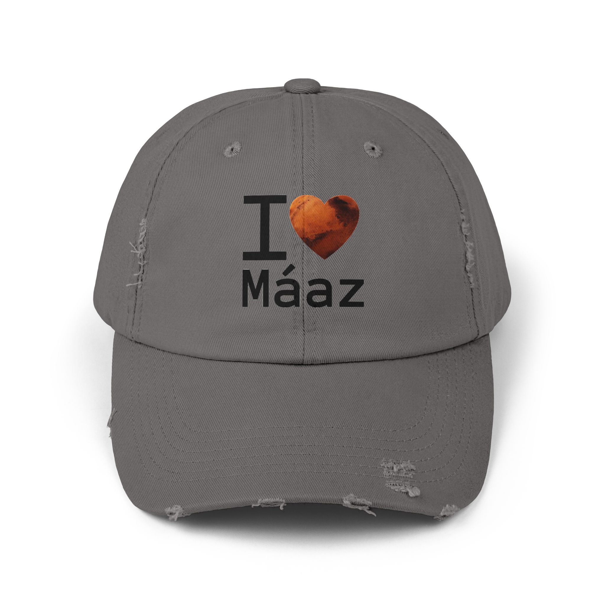 I Love Mars Unisex Distressed Cap