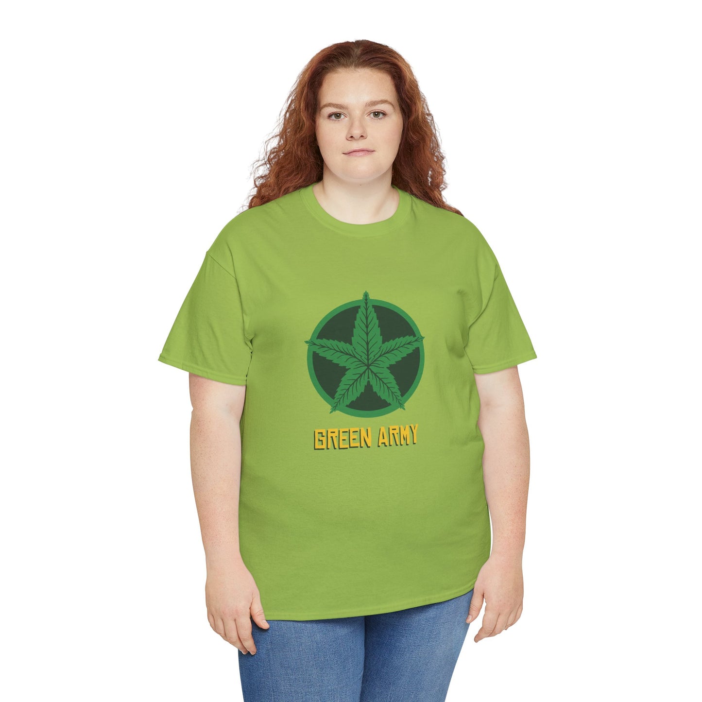 Green Army Star Logo Unisex Heavy Cotton Tee