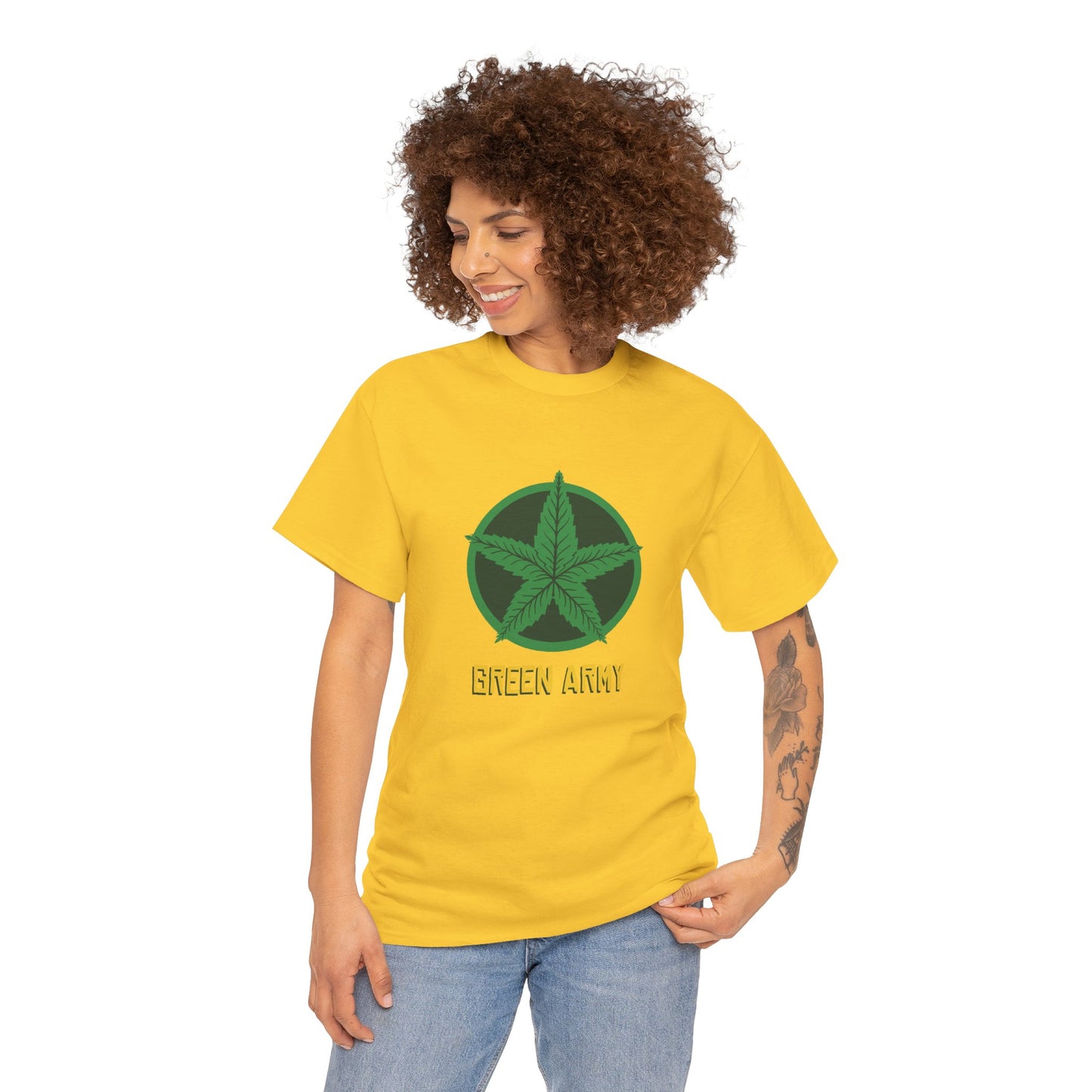 Green Army Star Logo Unisex Heavy Cotton Tee