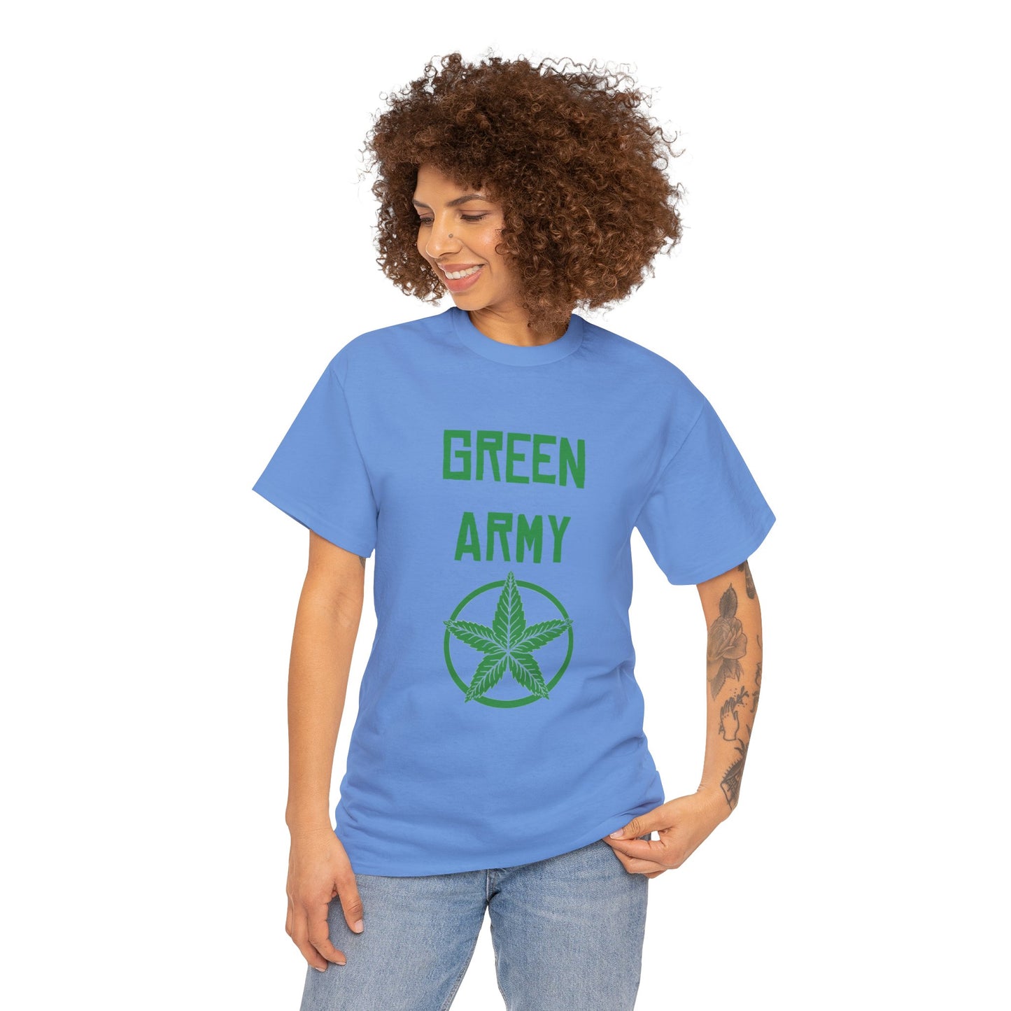 Green Army Star Leaf Unisex Heavy Cotton Tee