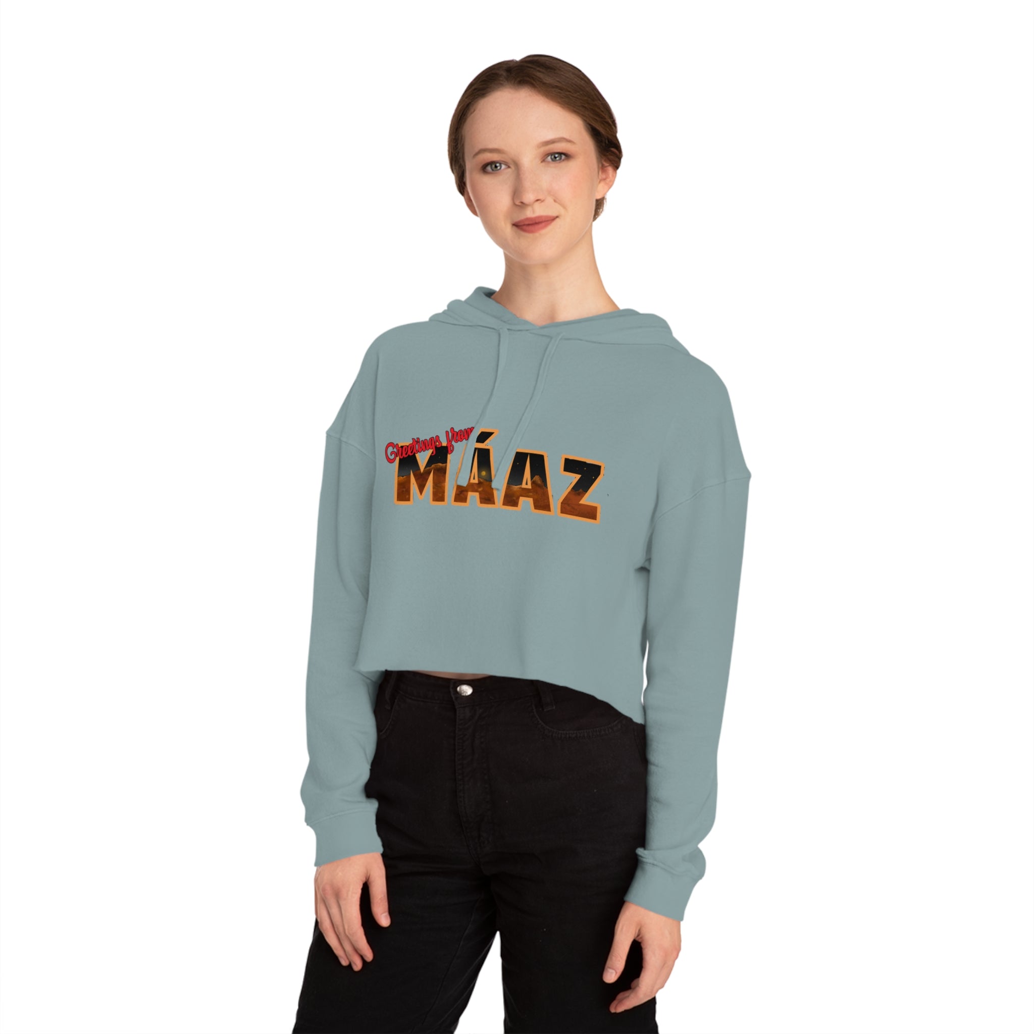 Mars Needs You Stylish Women’s Cropped Hooded Sweatshirt - 'Greetings From Maaz' & 'Mars Needs You' Design