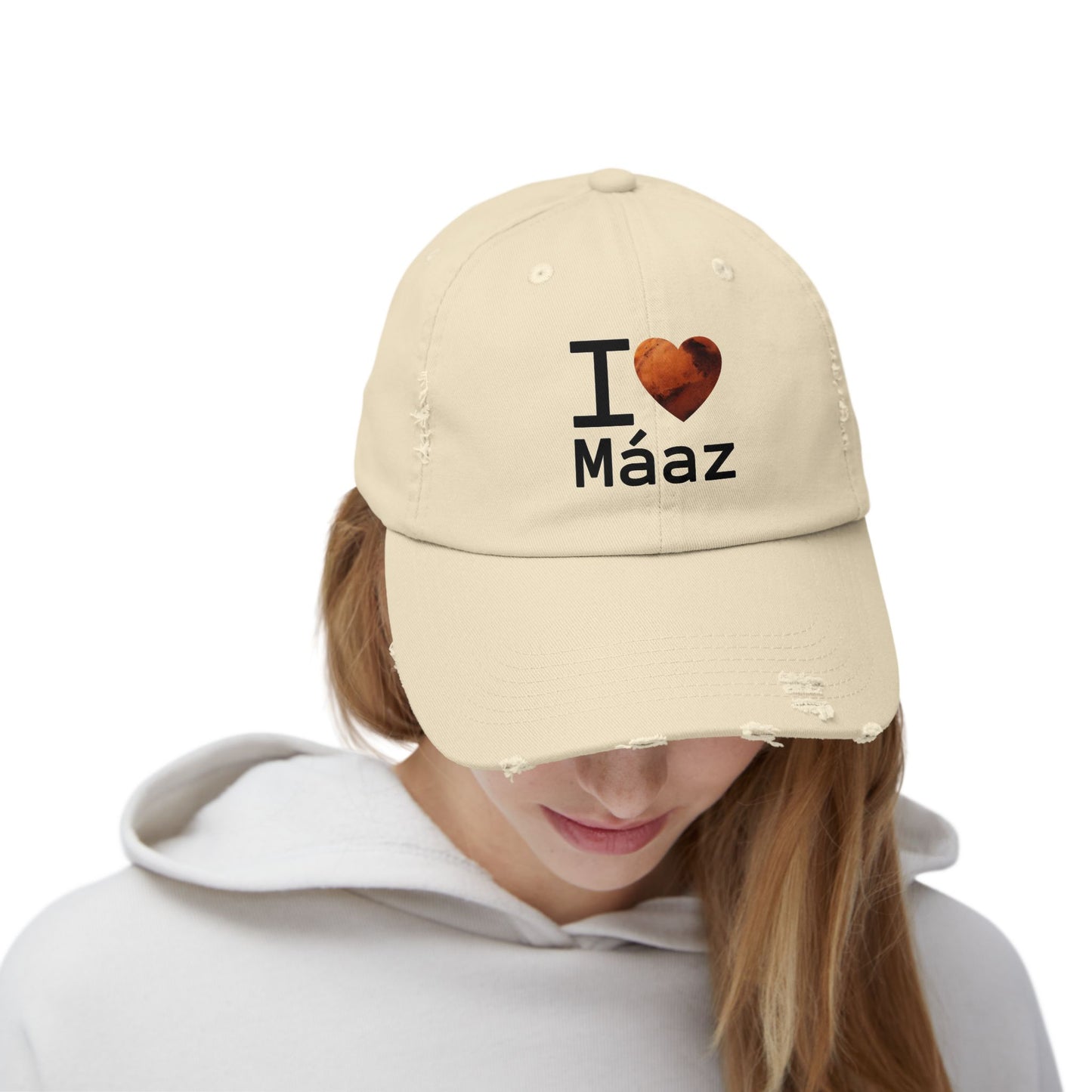 I Love Mars Unisex Distressed Cap