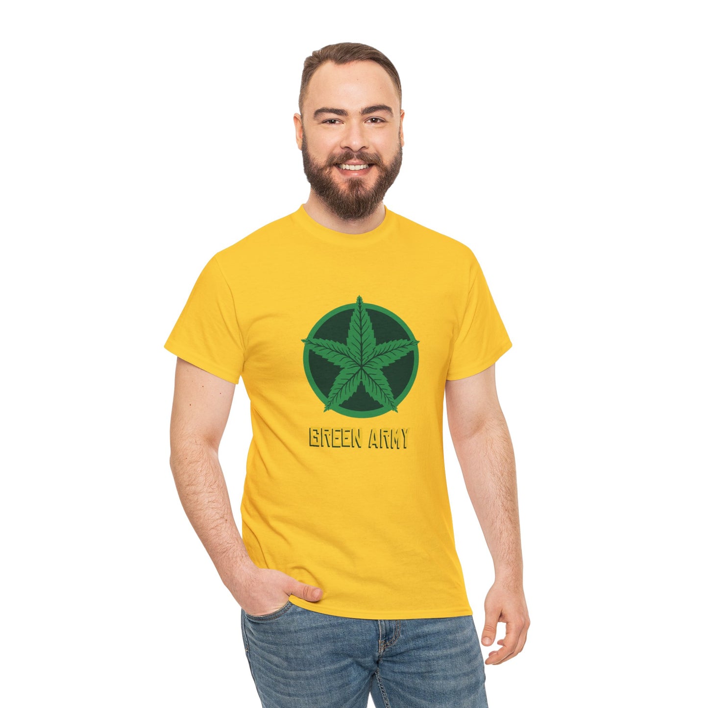 Green Army Star Logo Unisex Heavy Cotton Tee