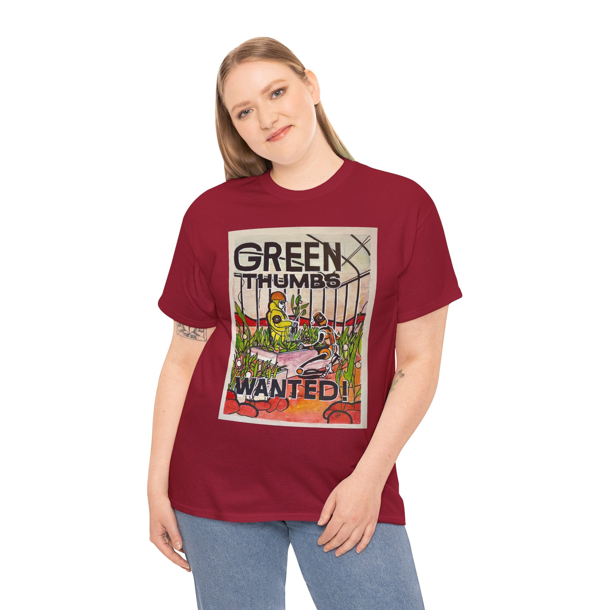 Martian Green Thumbs Unisex Heavy Cotton Tee