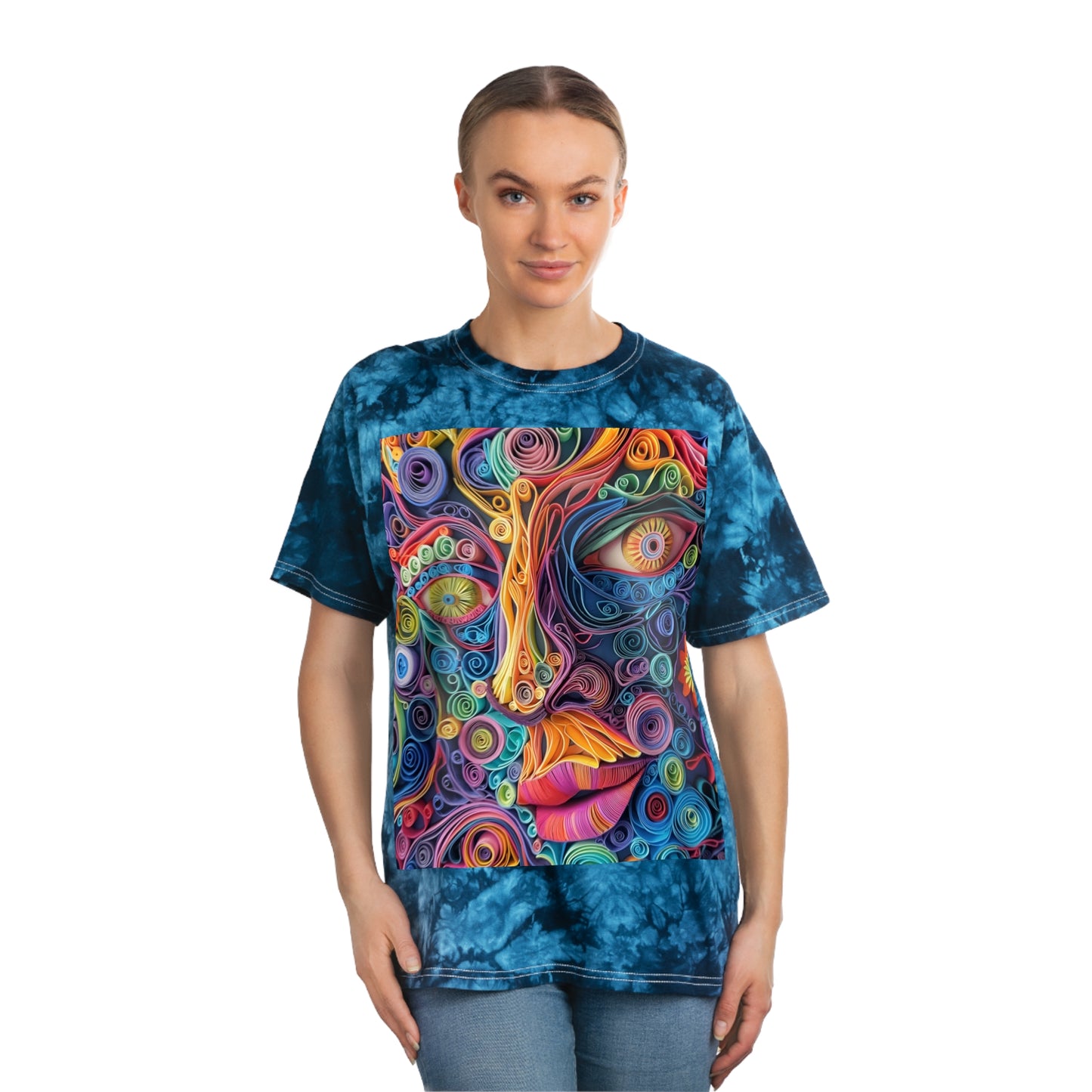 Paper Face Tie-Dye Tee, Crystal