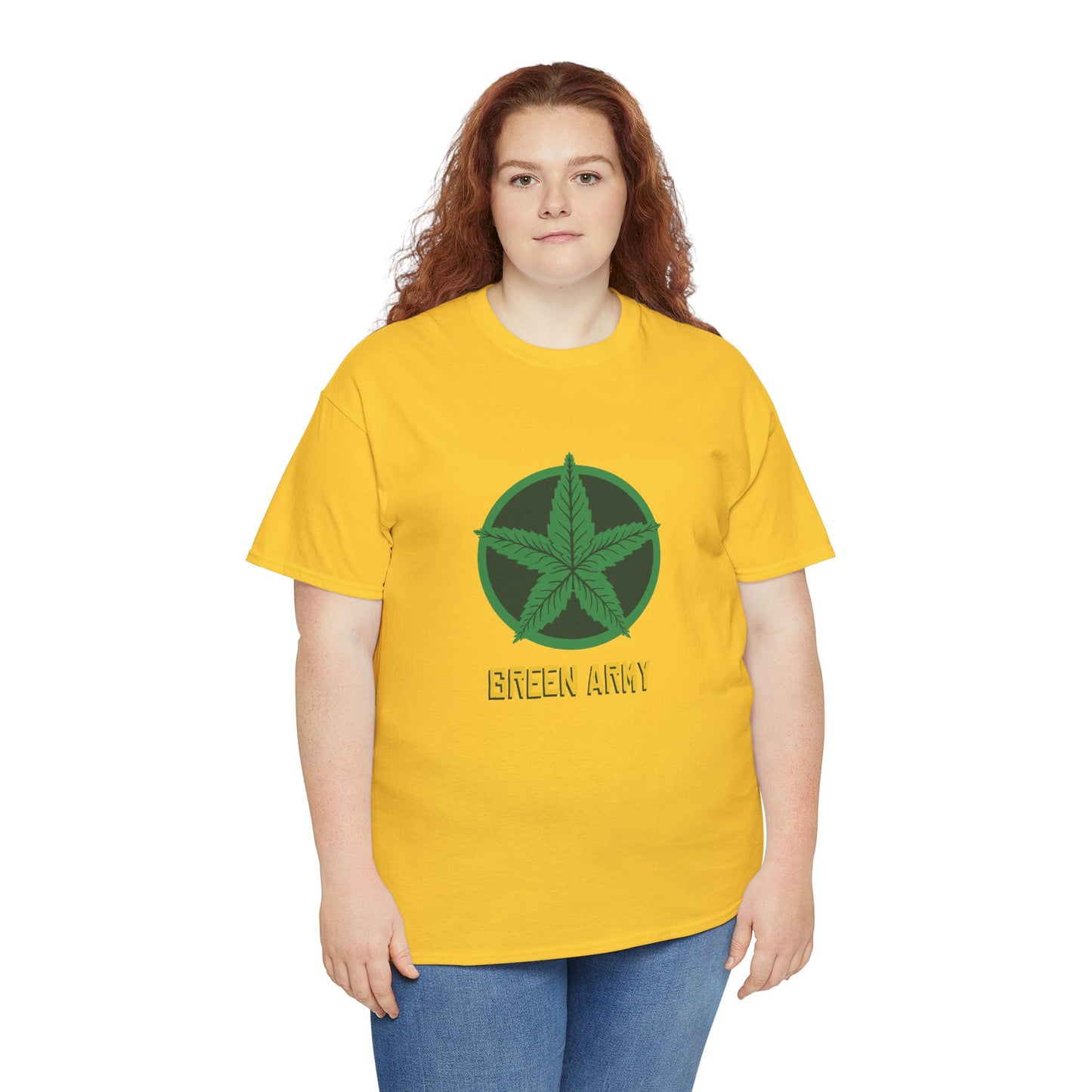 Green Army Star Logo Unisex Heavy Cotton Tee