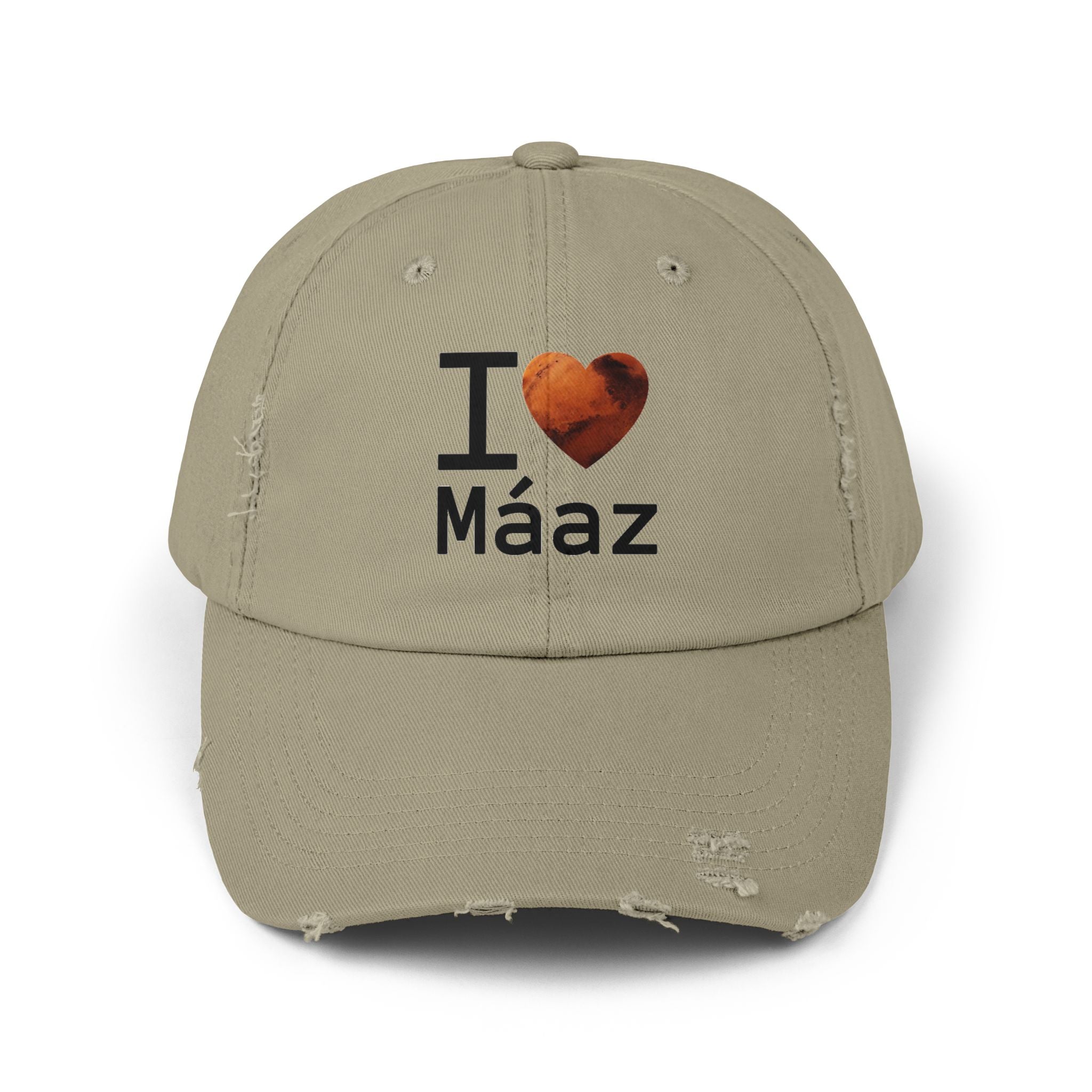 I Love Mars Unisex Distressed Cap