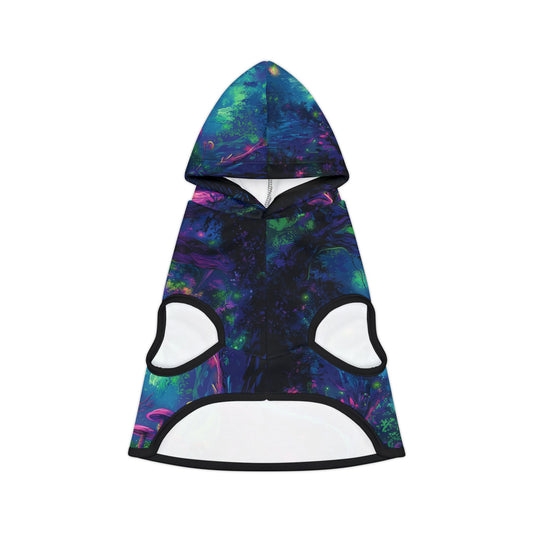 Mystical Forest with Psychedelic Tree Pet Hoodie – Cozy & Colorful Dog Outfit for Fantasy Lovers