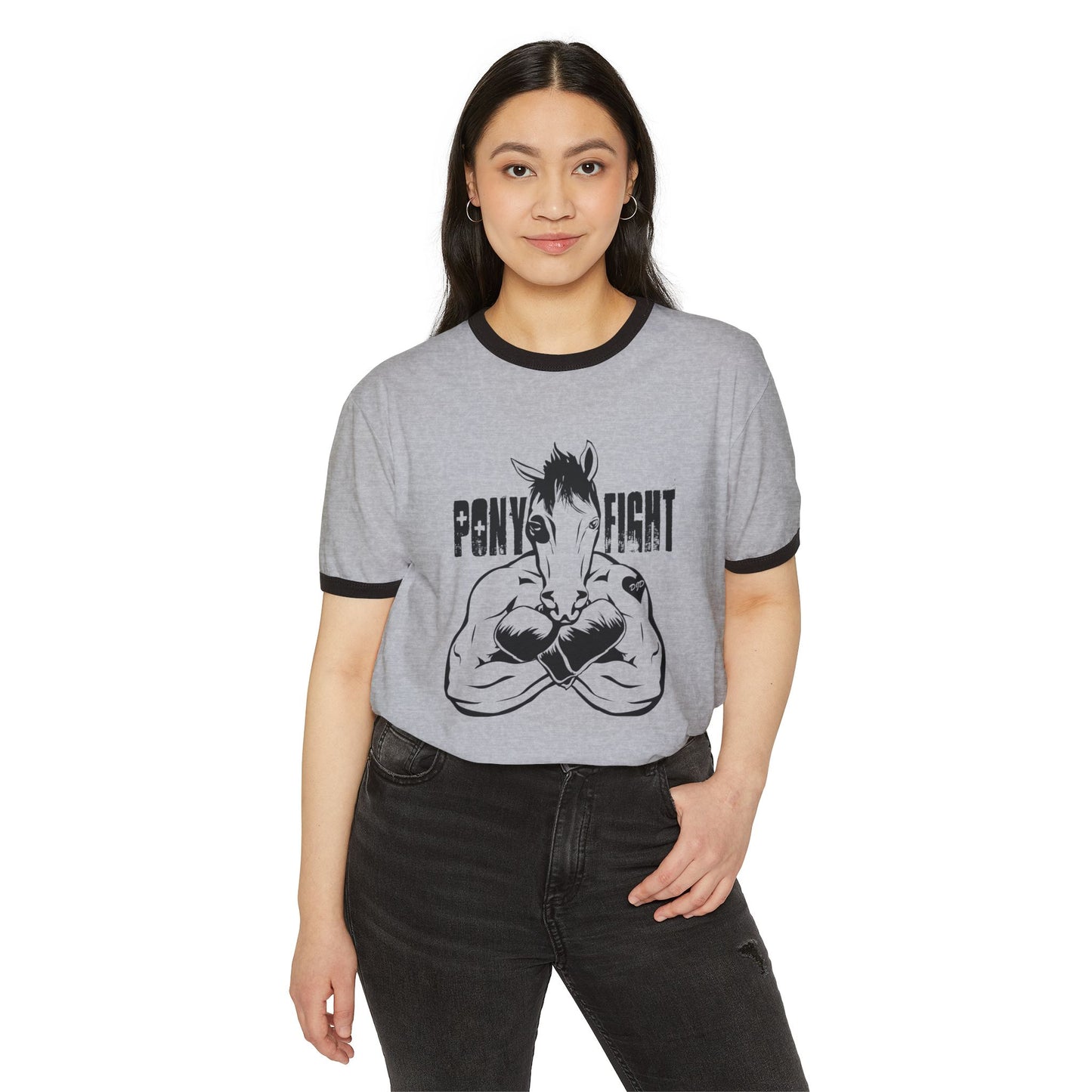 Pony Fight v1 Unisex Cotton Ringer T-Shirt