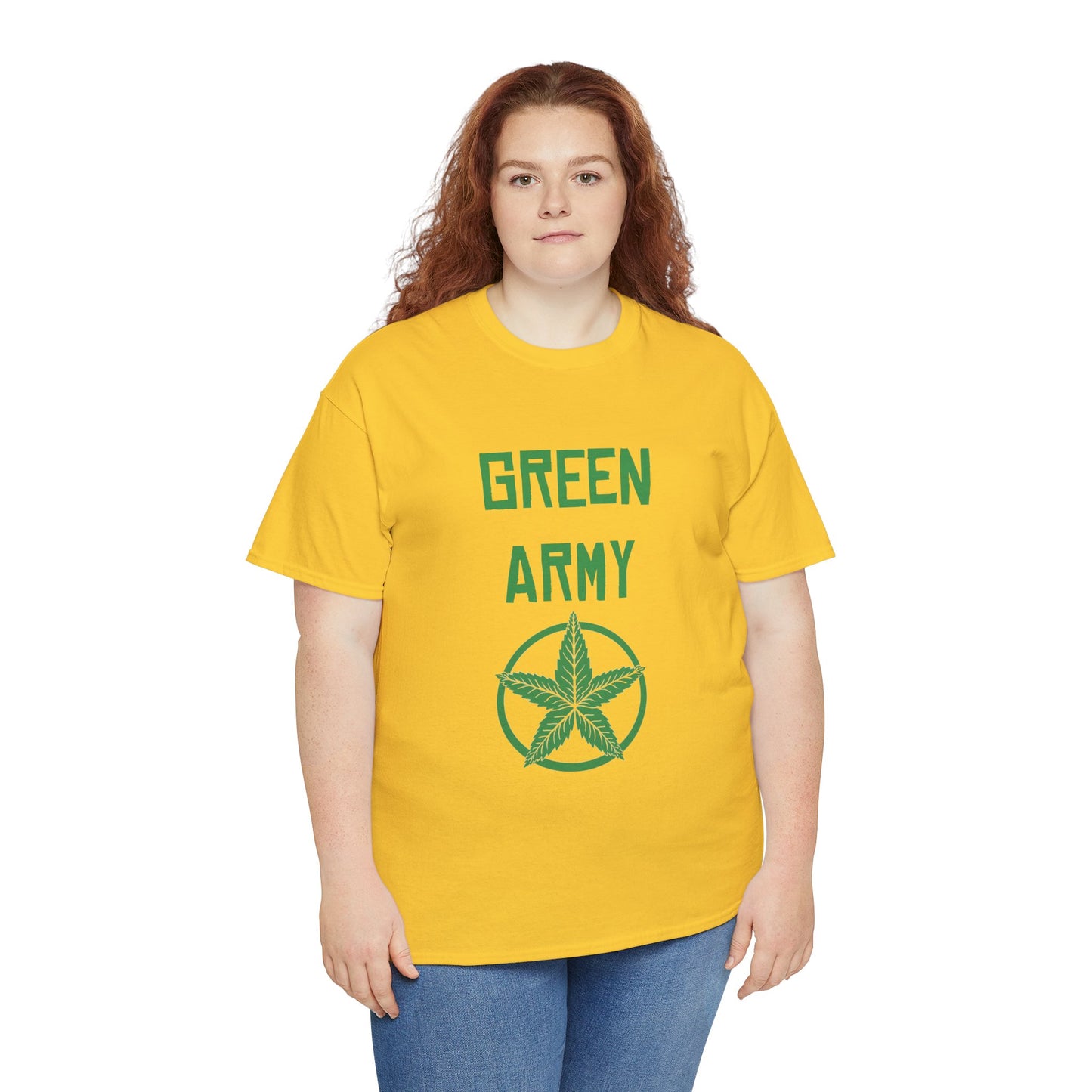 Green Army Star Leaf Unisex Heavy Cotton Tee