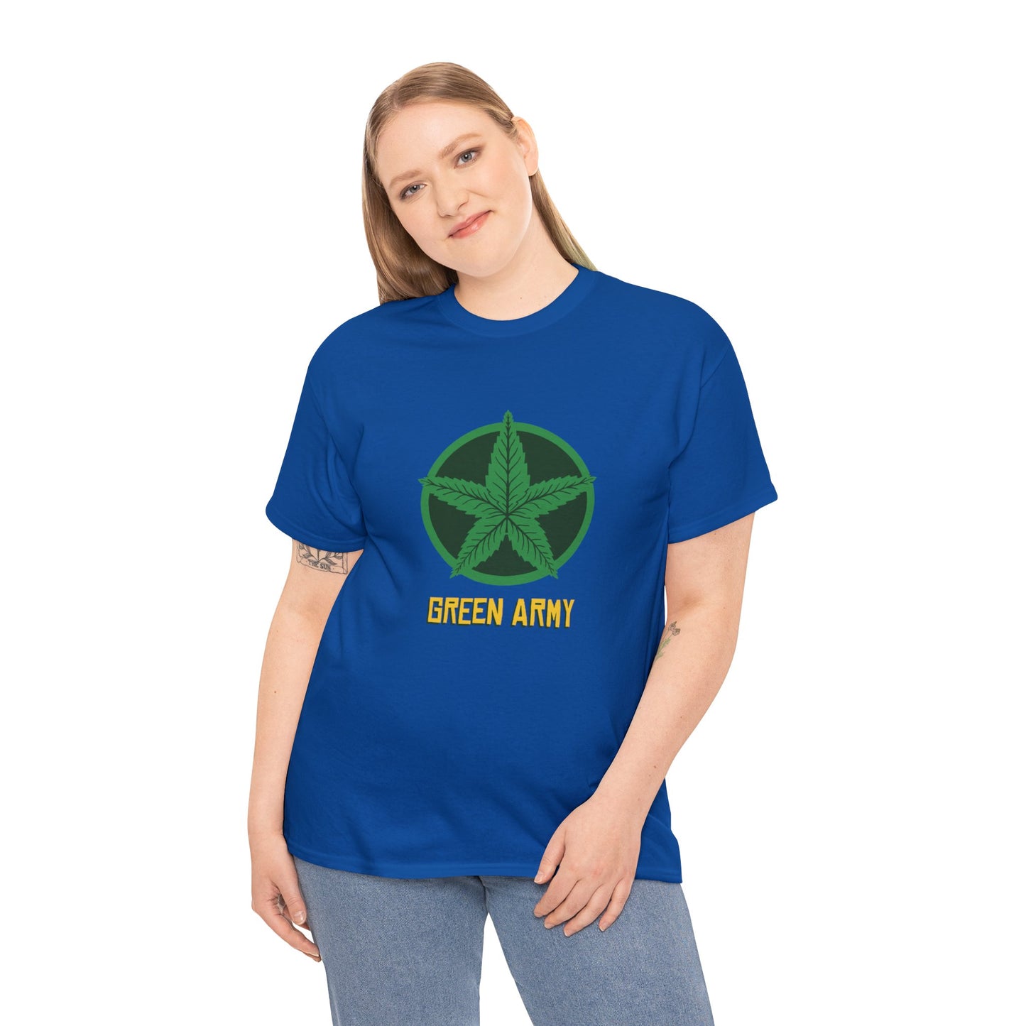 Green Army Star Logo Unisex Heavy Cotton Tee