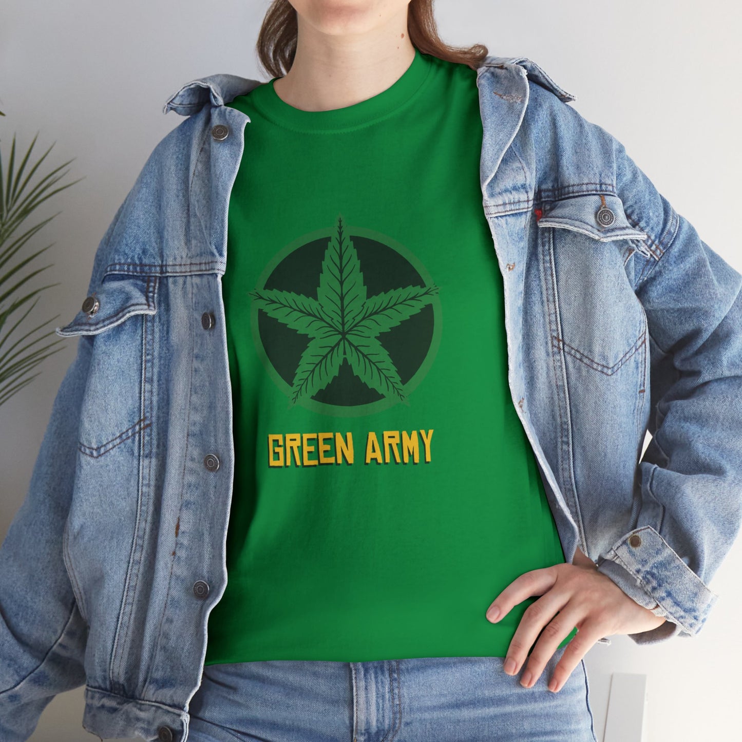 Green Army Star Logo Unisex Heavy Cotton Tee