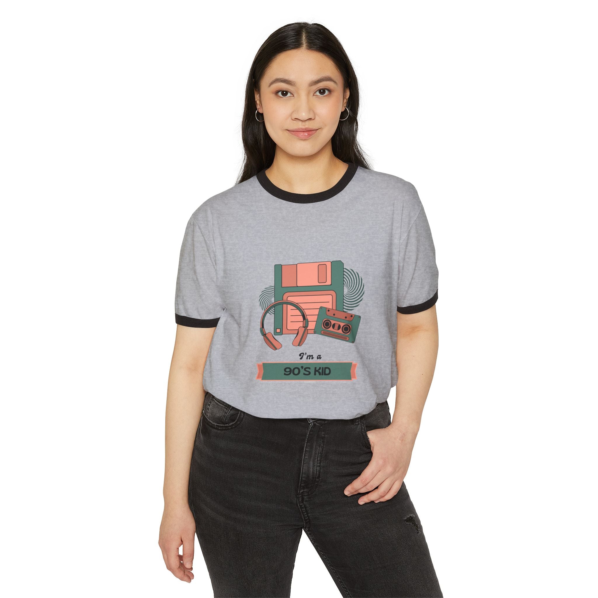 90's Kid Unisex Cotton Ringer T-Shirt - Retro Style Tee for Nostalgic Vibes