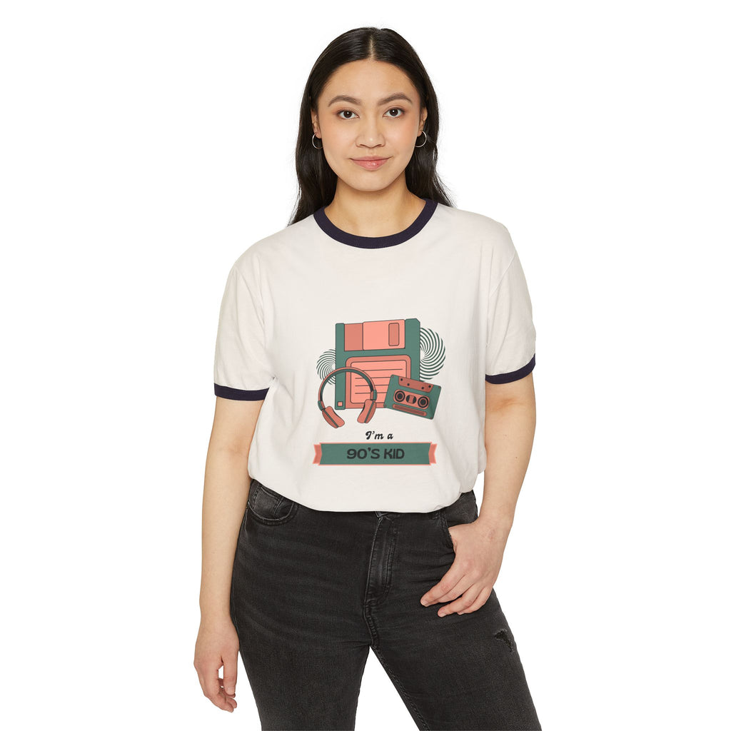 90's Kid Unisex Cotton Ringer T-Shirt - Retro Style Tee for Nostalgic Vibes