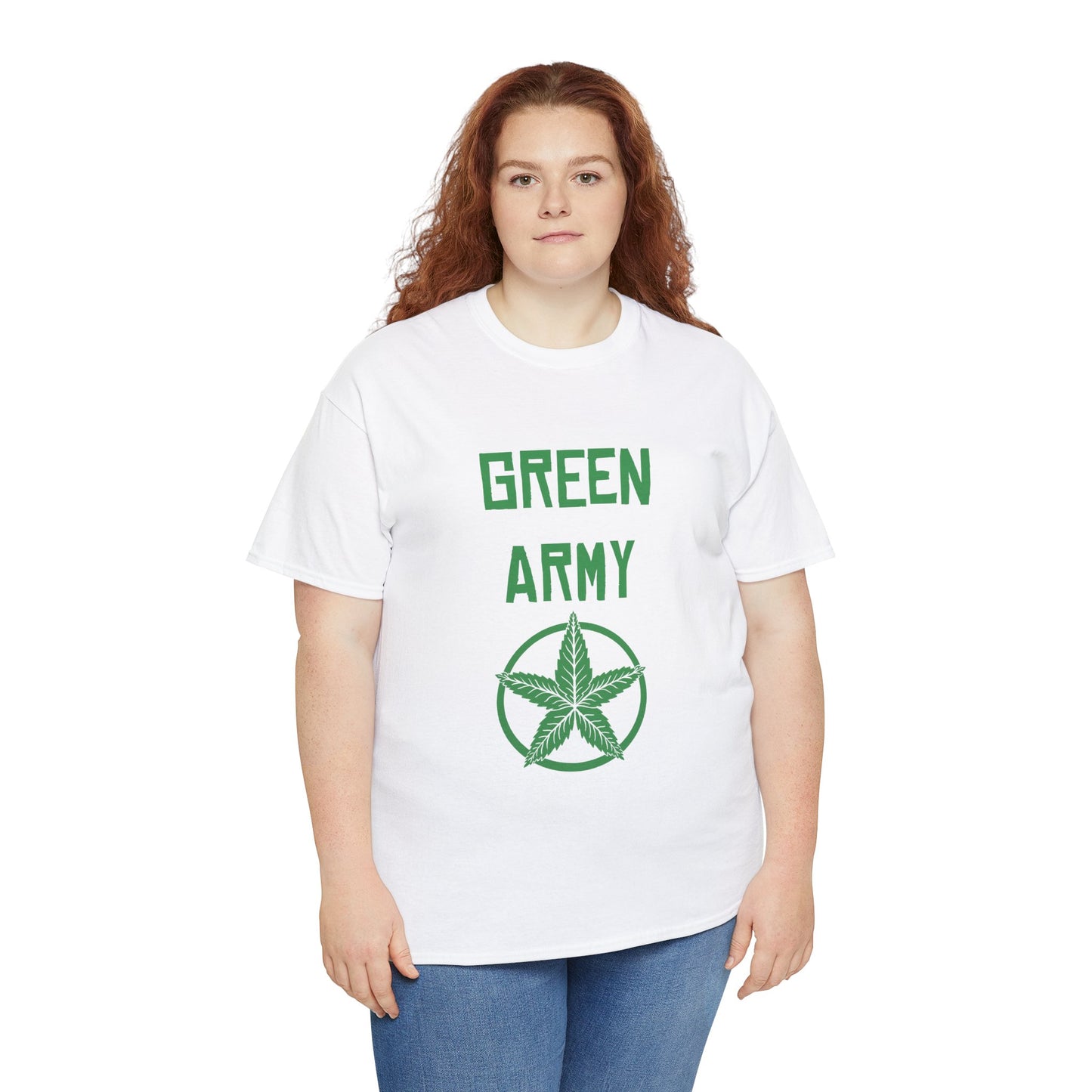 Green Army Star Leaf Unisex Heavy Cotton Tee