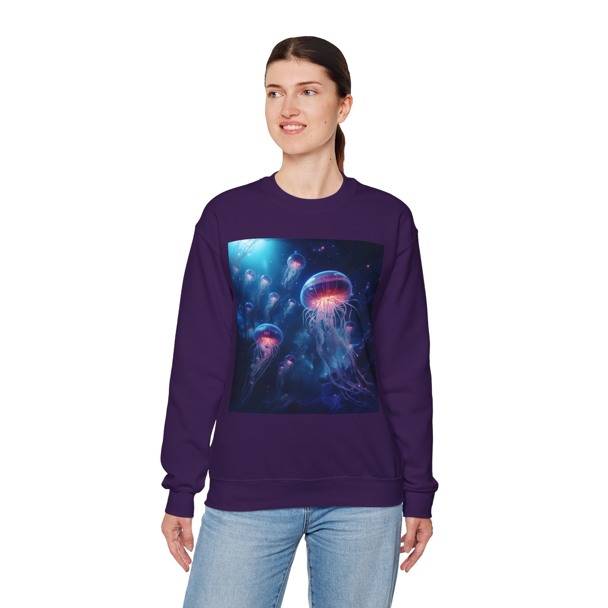 Jellyfish in Space Unisex Heavy Blend Crewneck Sweatshirt