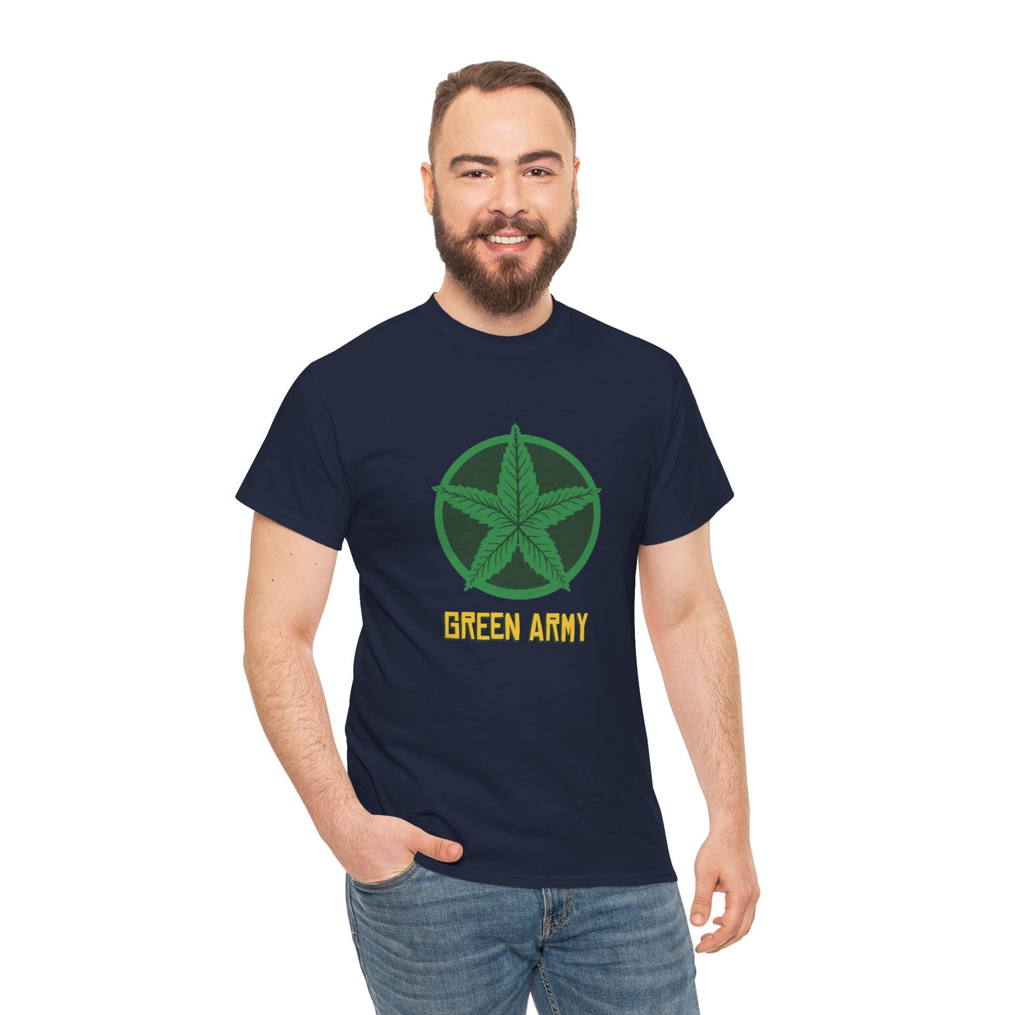 Green Army Star Logo Unisex Heavy Cotton Tee