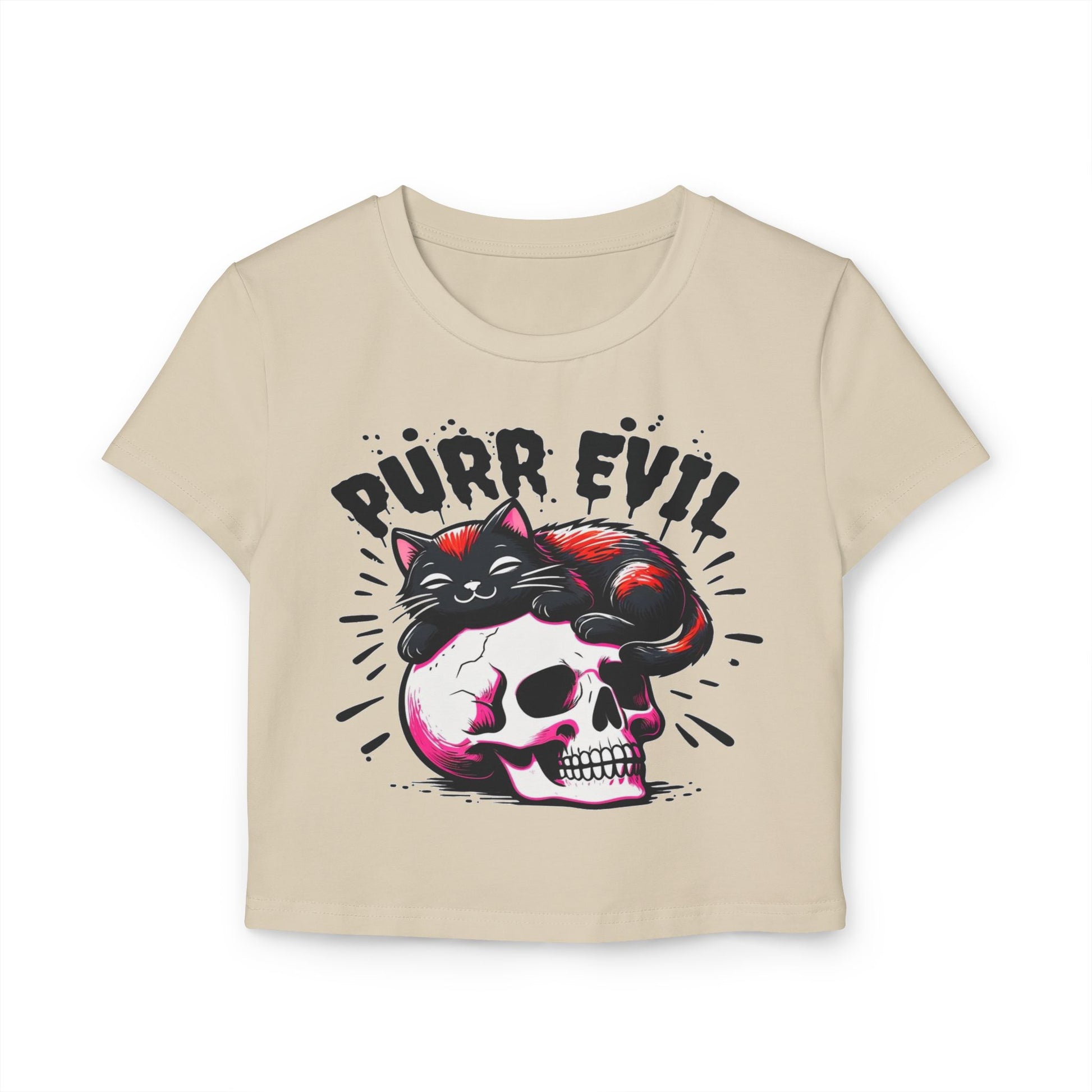 Purr Evil Women's Baby Tee - Cute Cat Graphic Tee