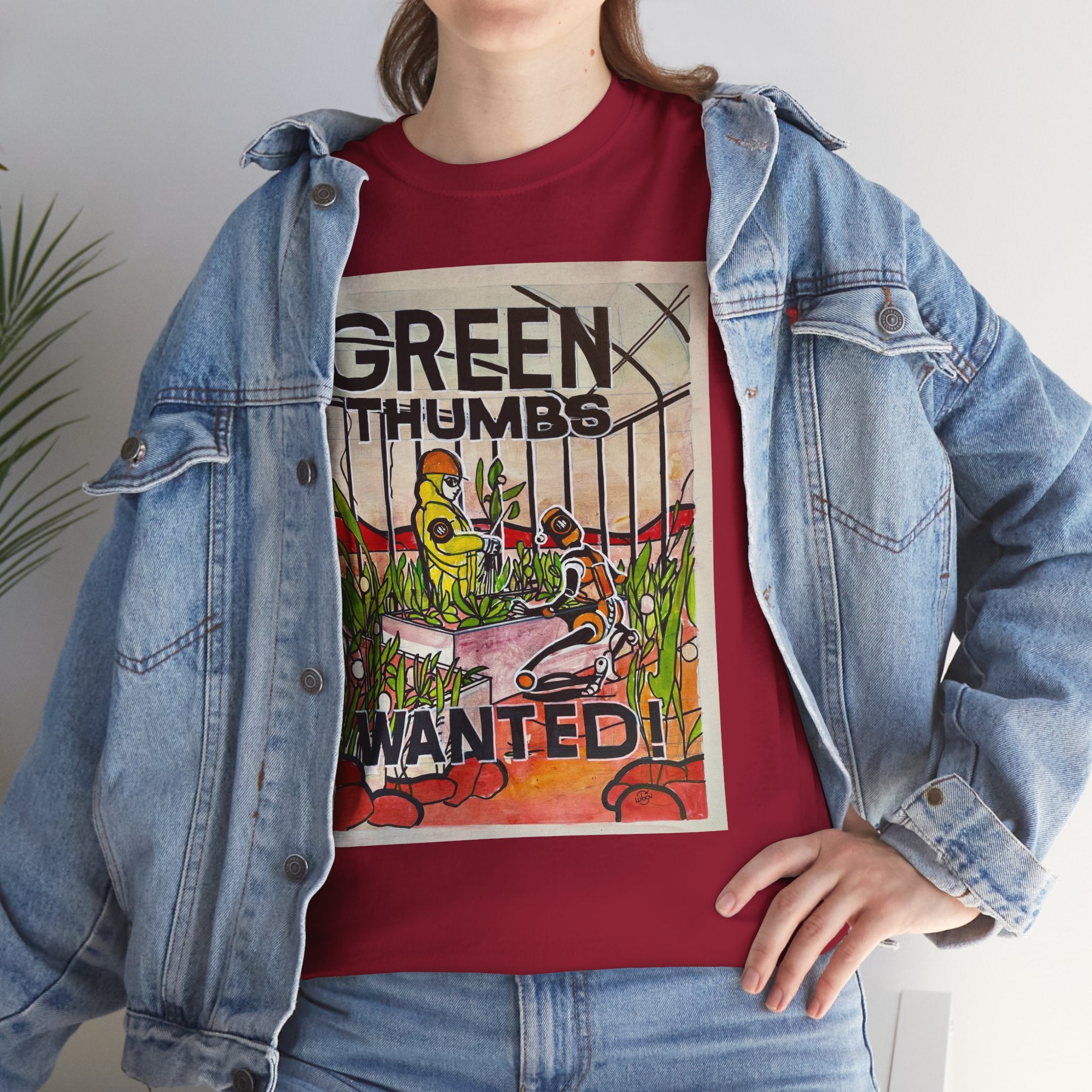Martian Green Thumbs Unisex Heavy Cotton Tee
