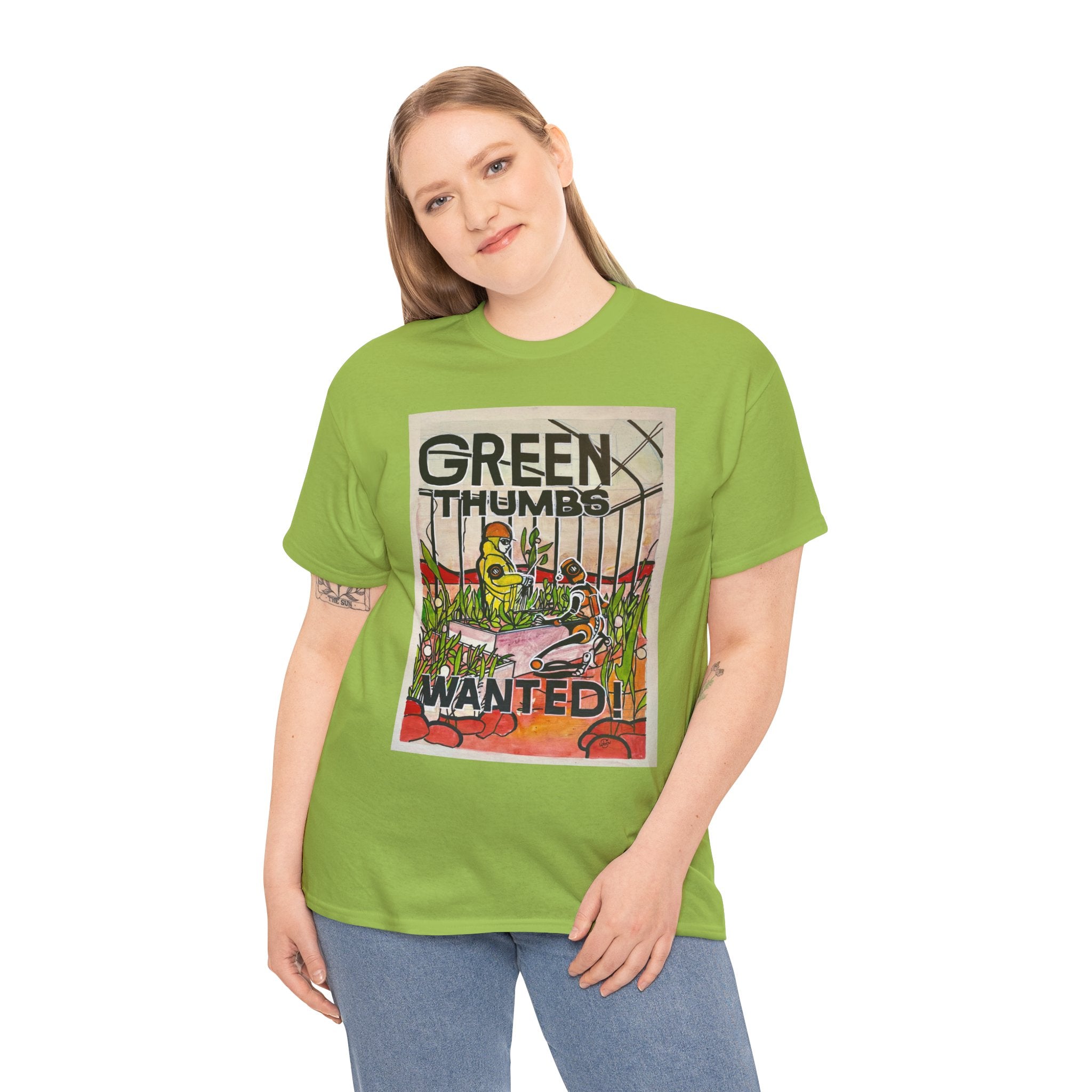 Martian Green Thumbs Unisex Heavy Cotton Tee