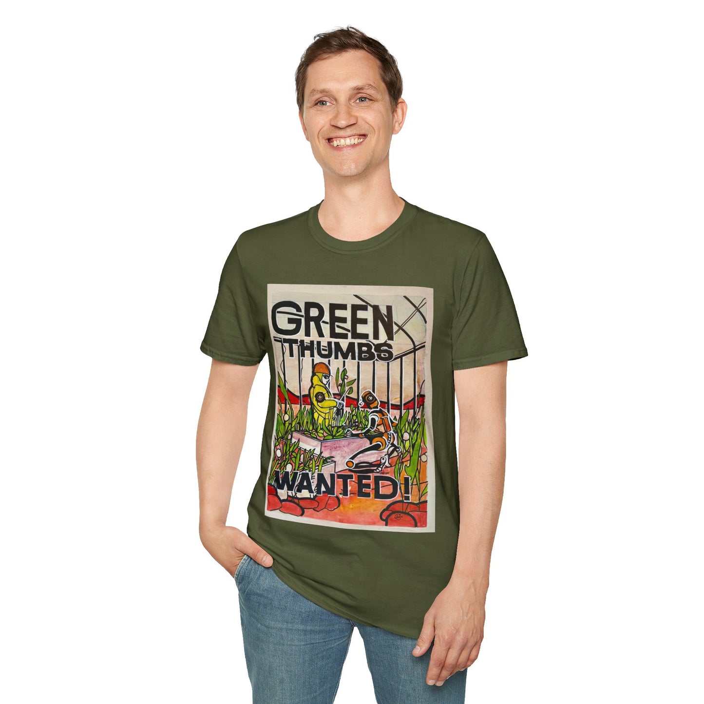 Martian Green Thumbs Unisex Softstyle T-Shirt