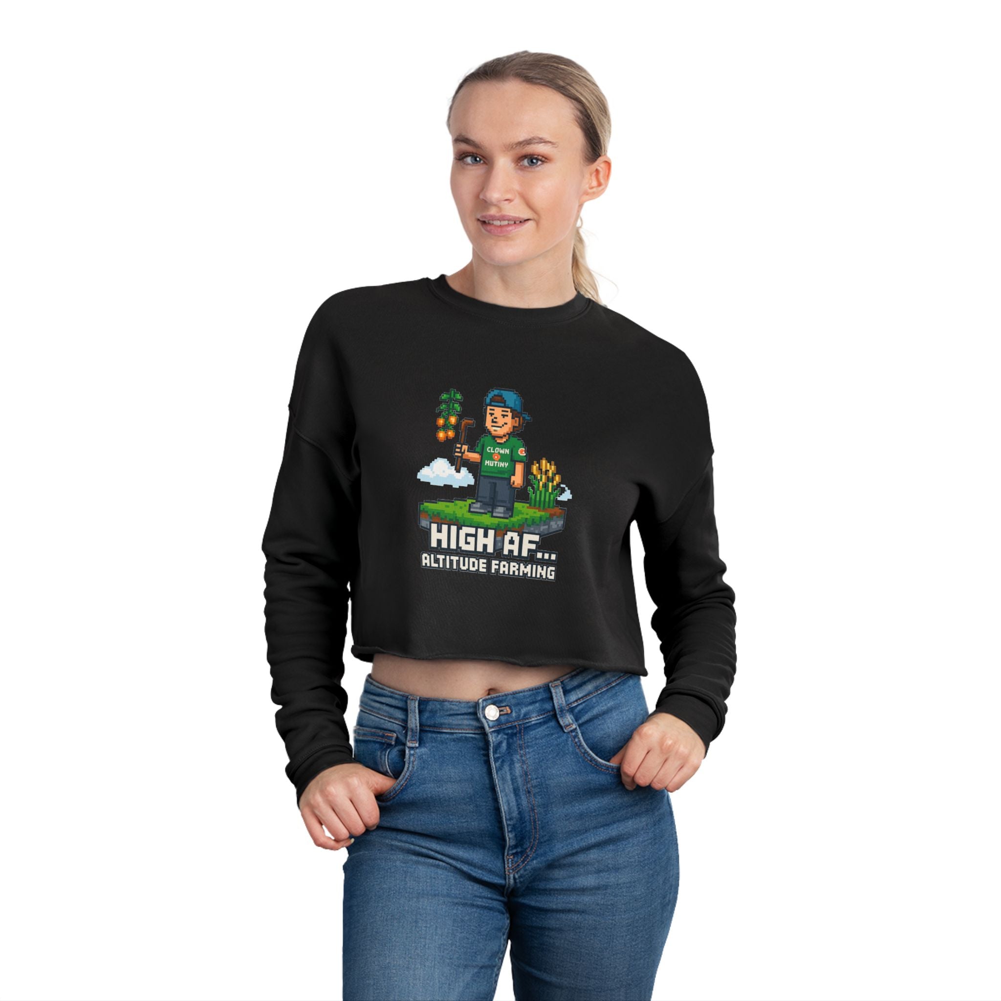 High AF Altitude Farming Women's Cropped Sweatshirt - Trendy Casual Wear for Eco-Conscious Lifestyle