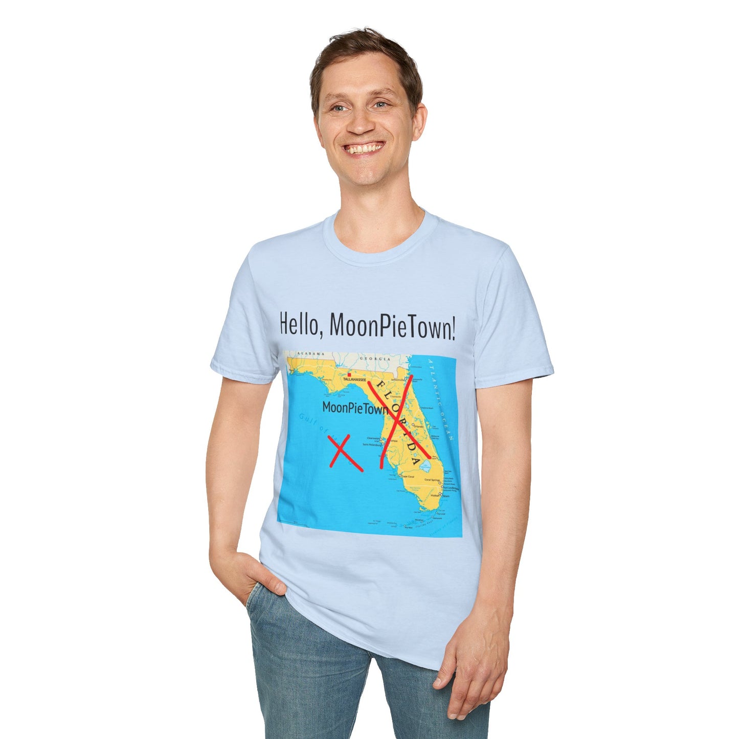 Hello MoonPieTown Unisex T-Shirt - Fun Florida Map Design