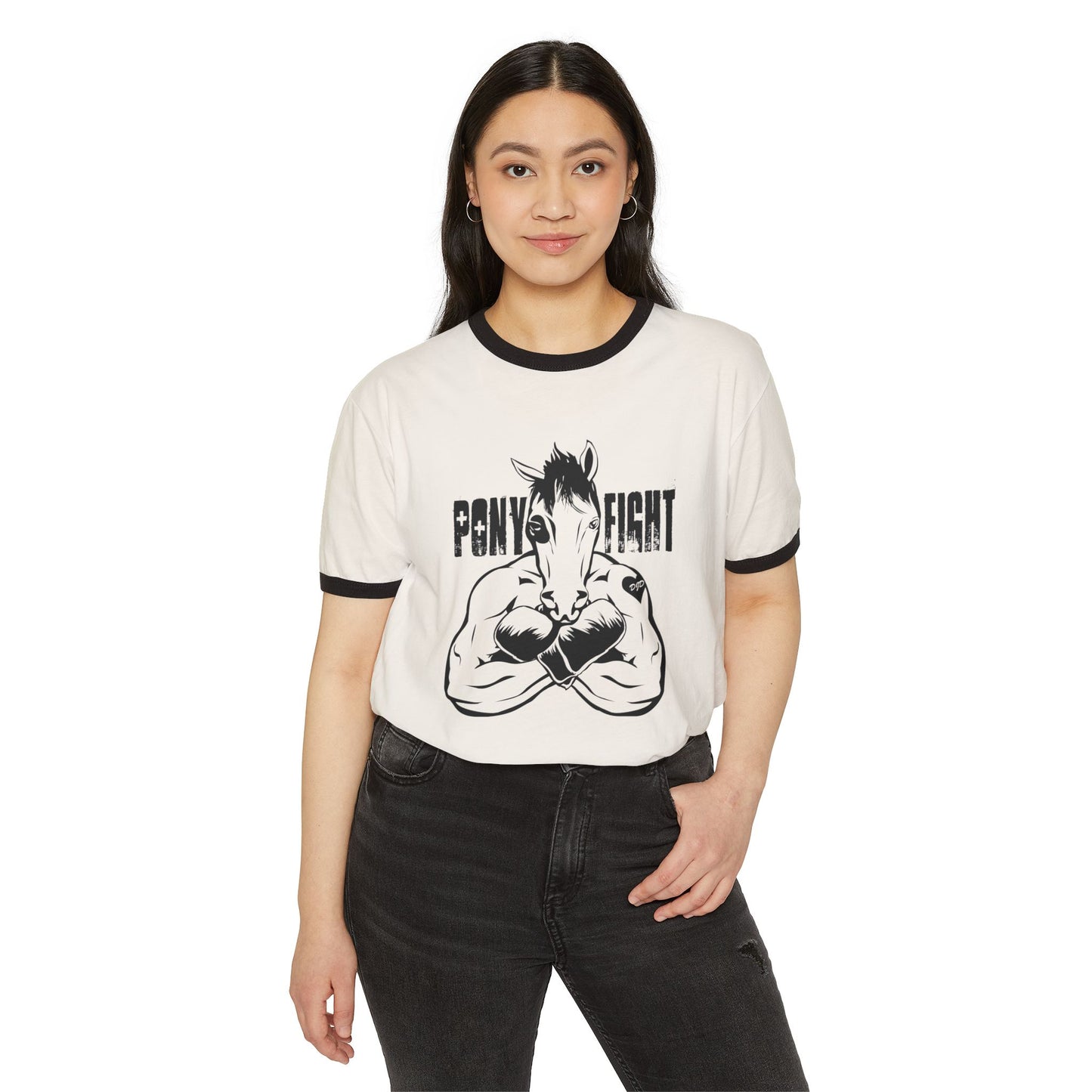 Pony Fight v1 Unisex Cotton Ringer T-Shirt