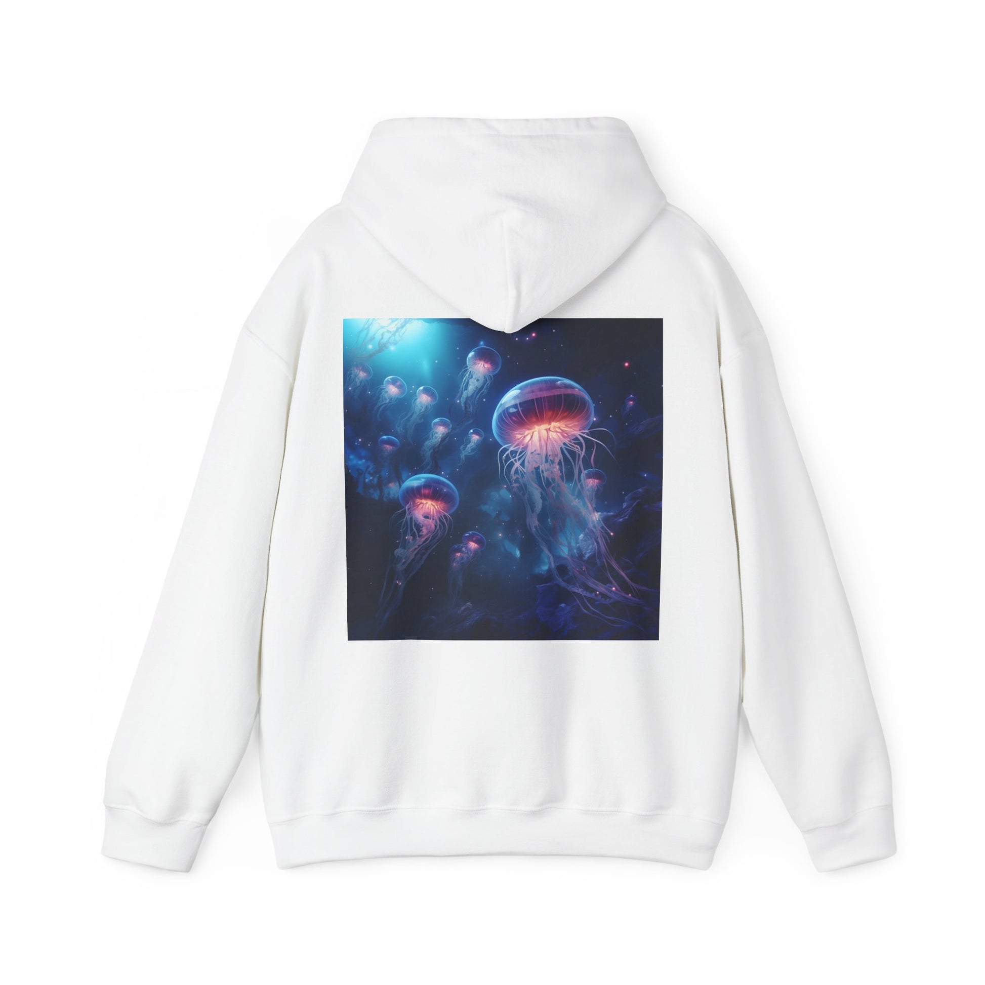 Jellyfish in Space Back Unisex Heavy Blend Hooded Sweatshirt