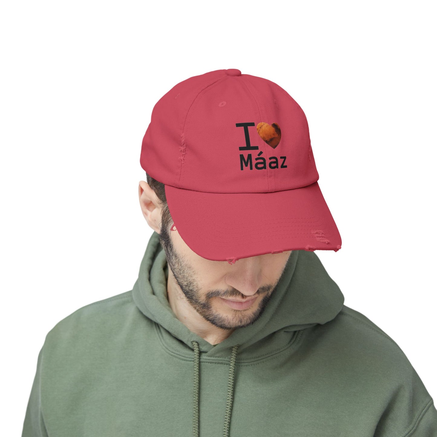 I Love Mars Unisex Distressed Cap