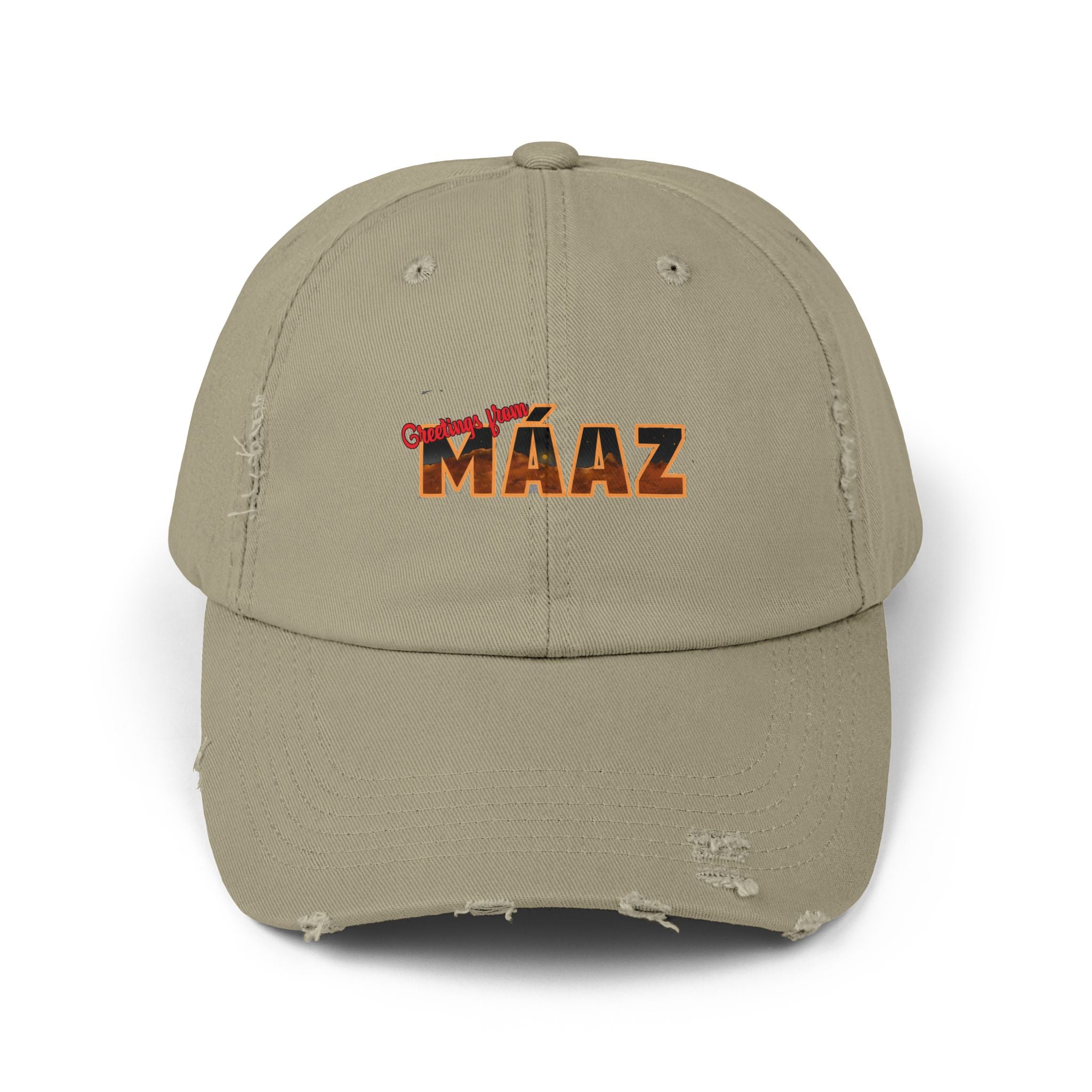 Greetings from Máaz Unisex Distressed Cap
