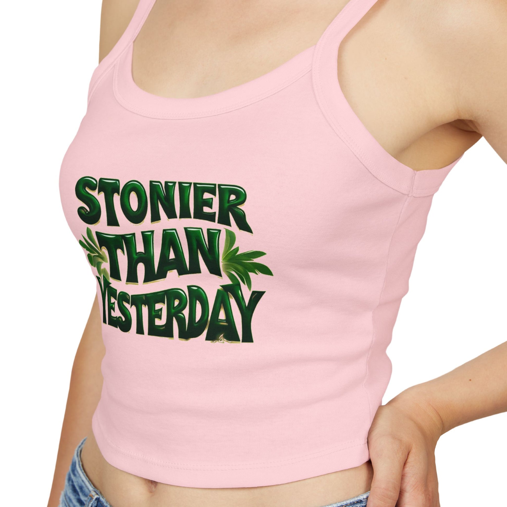 Stoner Vibe Spaghetti Strap Tank Top - Stonier Than Yesterday Design