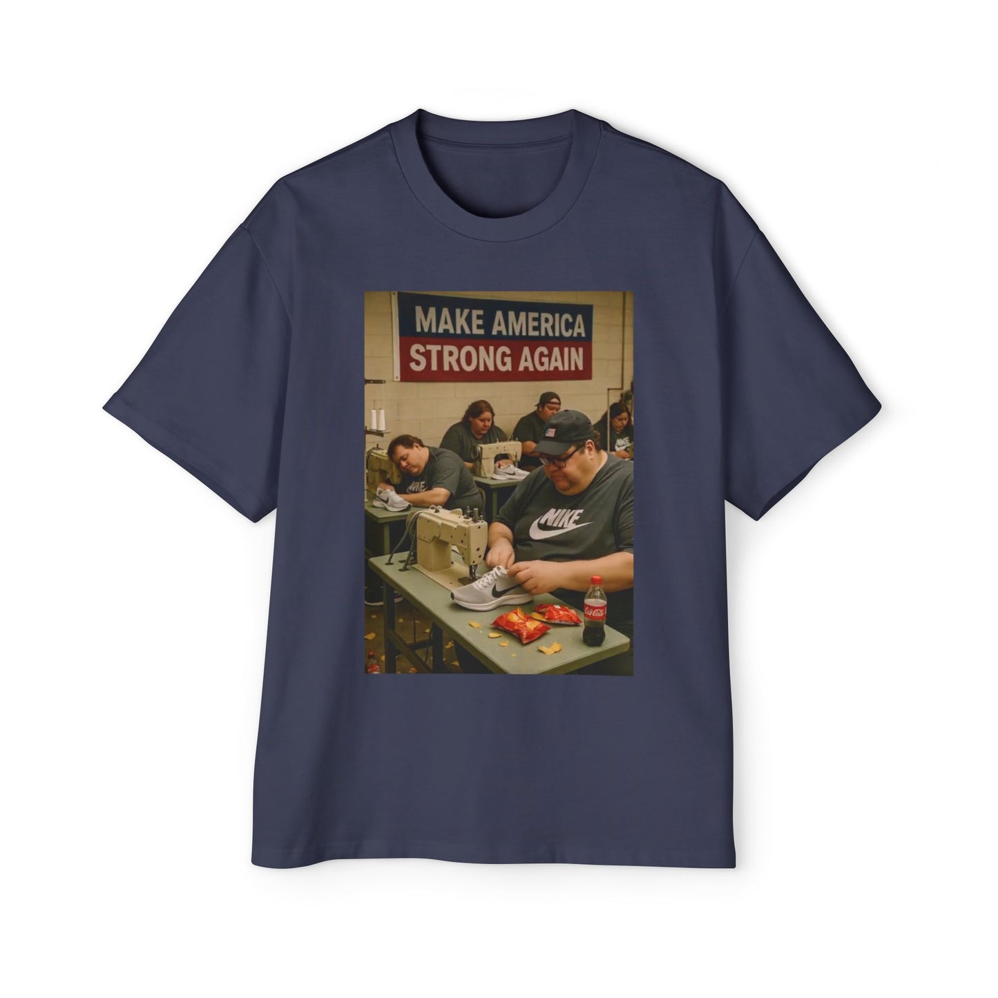 Men's Heavy Oversized Tee - Vintage Style Make America Strong Again Graphic