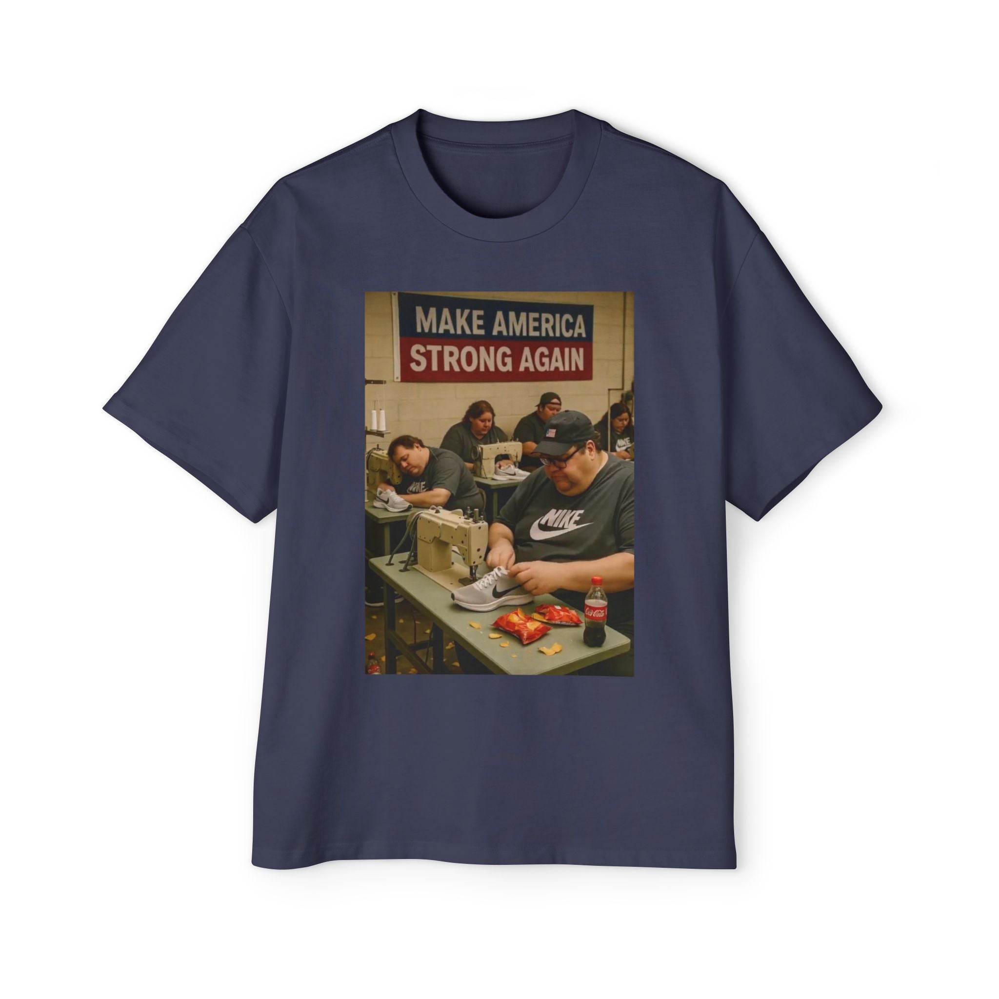 Men's Heavy Oversized Tee - Vintage Style Make America Strong Again Graphic