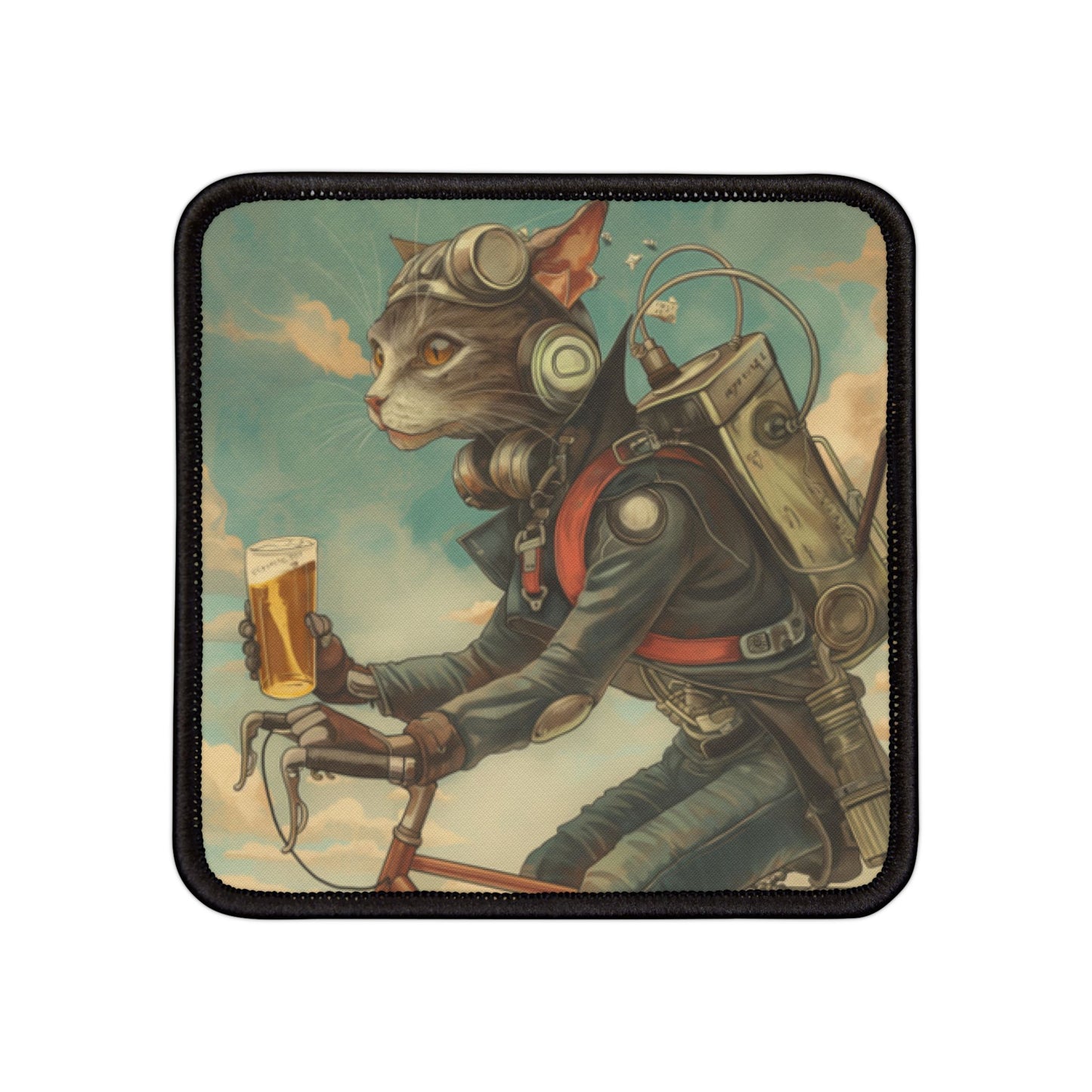 Cat Robot Bike Iron-On Patches