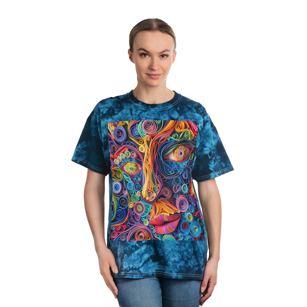 Paper Face Tie-Dye Tee, Crystal