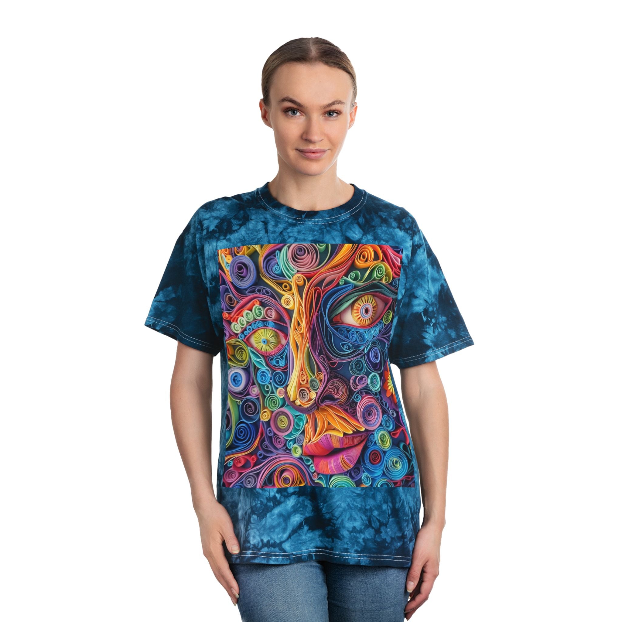 Paper Face Tie-Dye Tee, Crystal