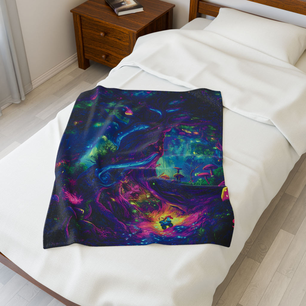 Psychedelic Trees Velveteen Plush Blanket