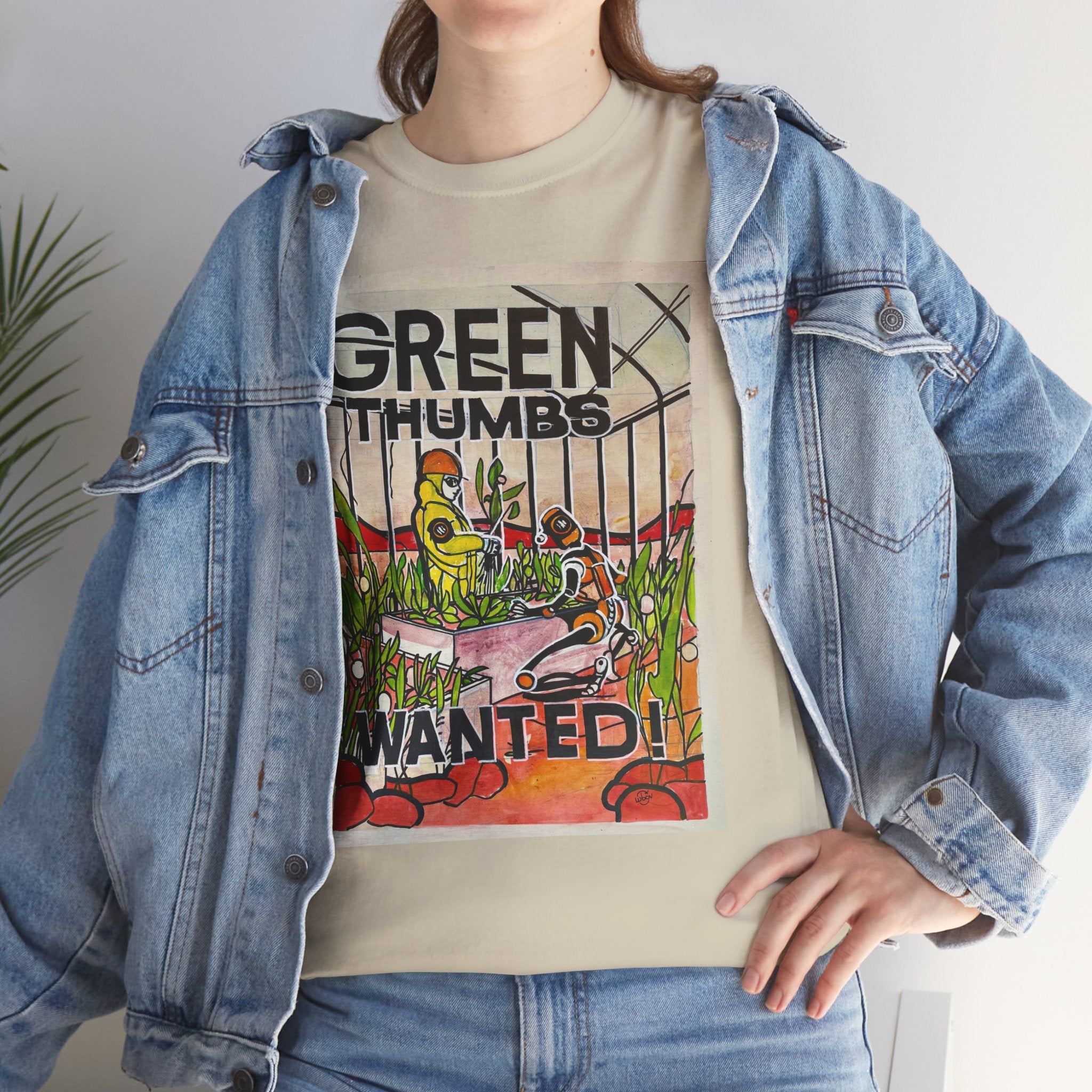 Martian Green Thumbs Unisex Heavy Cotton Tee