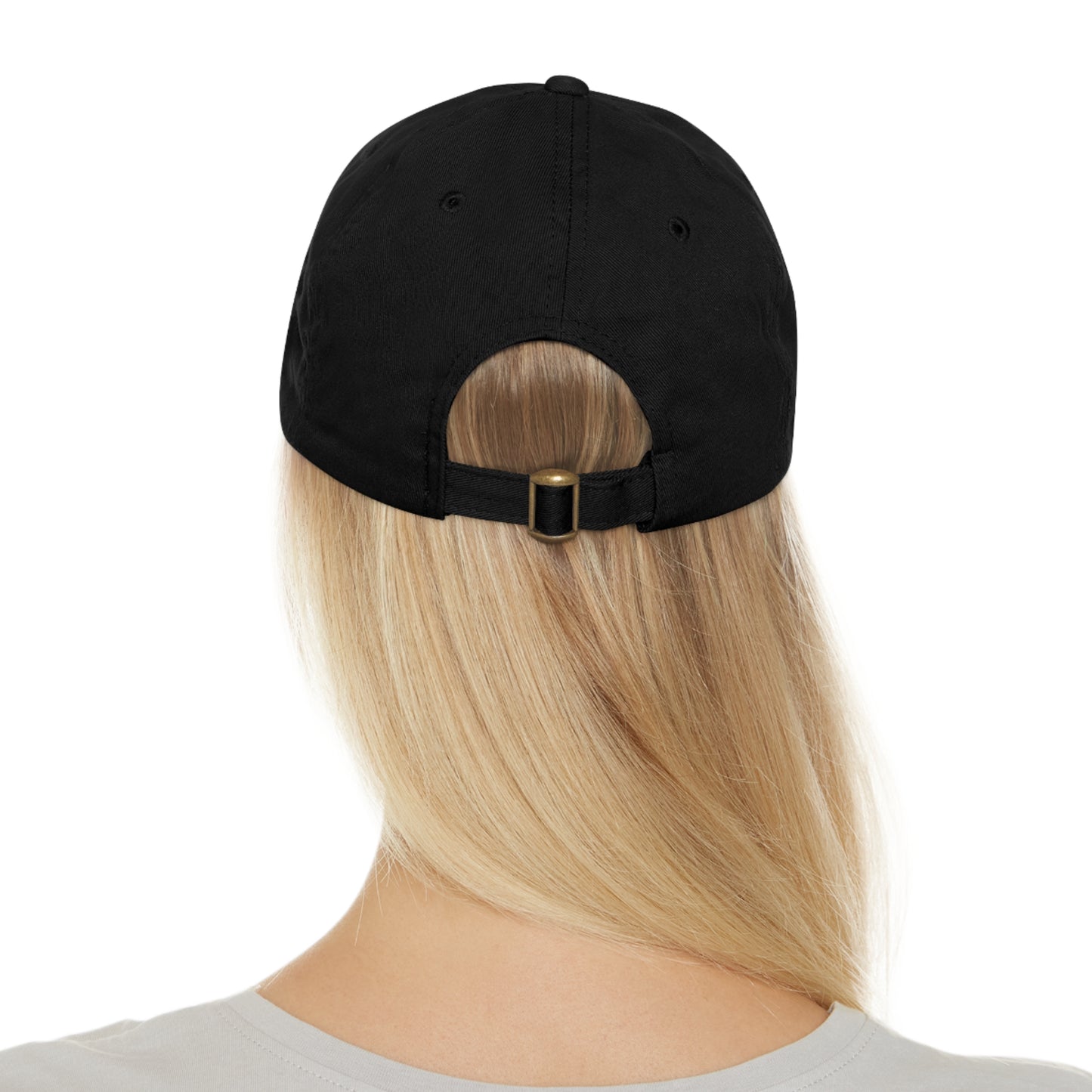 Green Army Dad Hat with Leather Patch (Round)