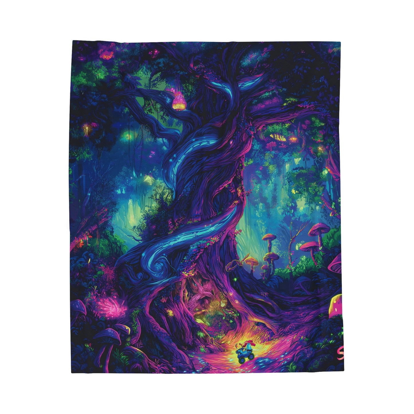 Psychedelic Trees Velveteen Plush Blanket