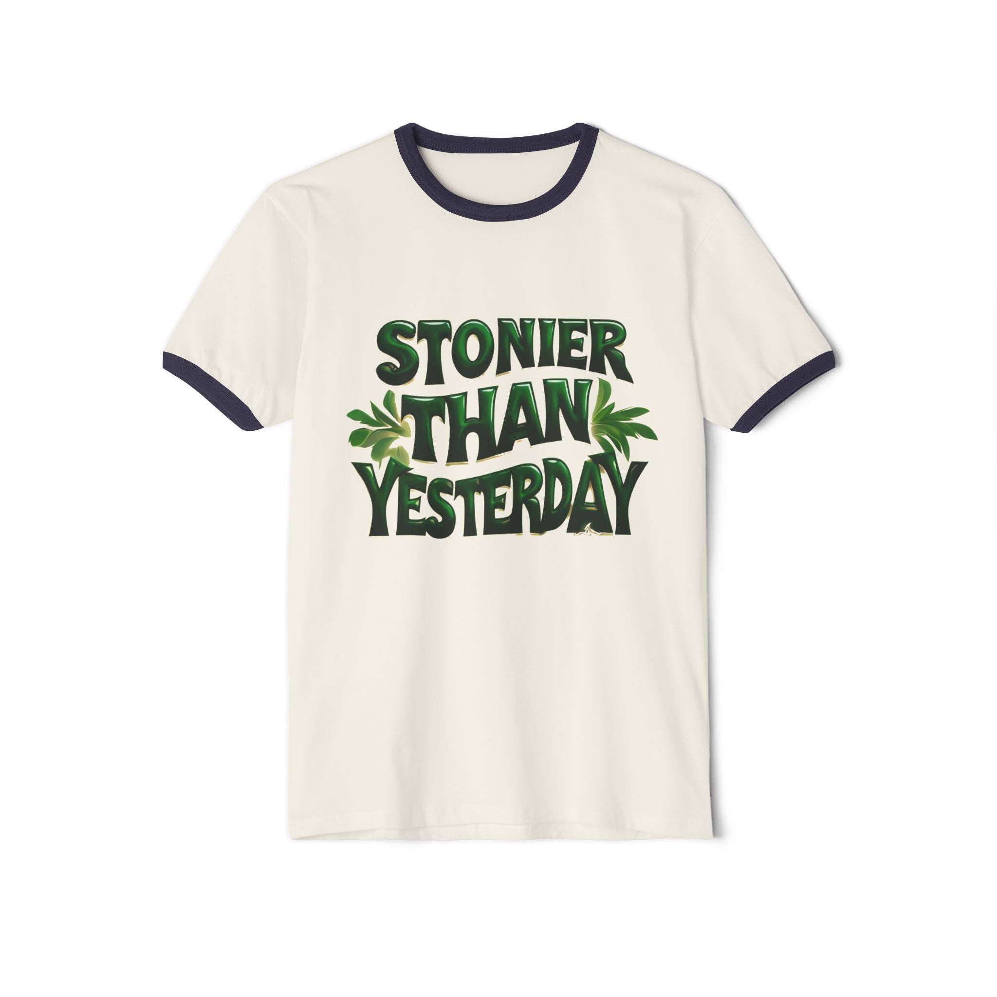 Stoner Vibes Unisex Cotton Ringer T-Shirt - 'Stonier Than Yesterday' Graphic Tee