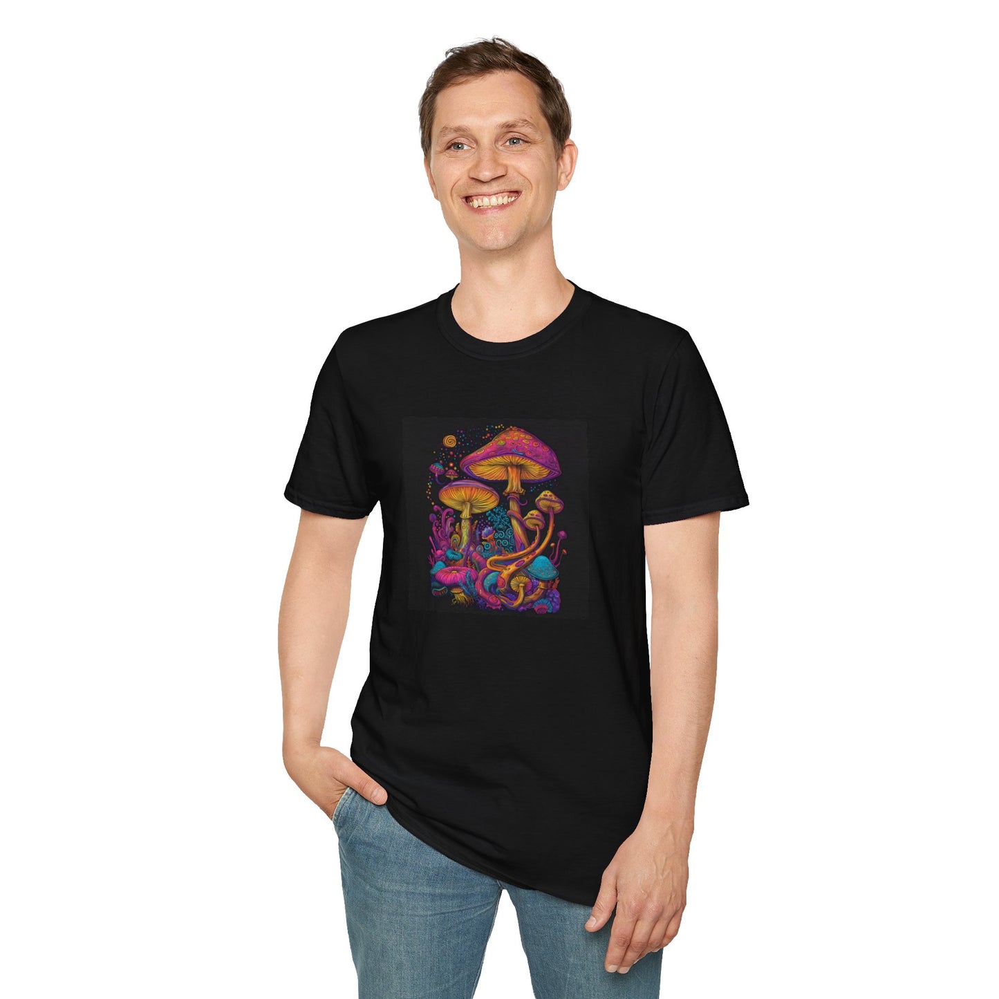 Black Mushrooms Unisex Softstyle T-Shirt