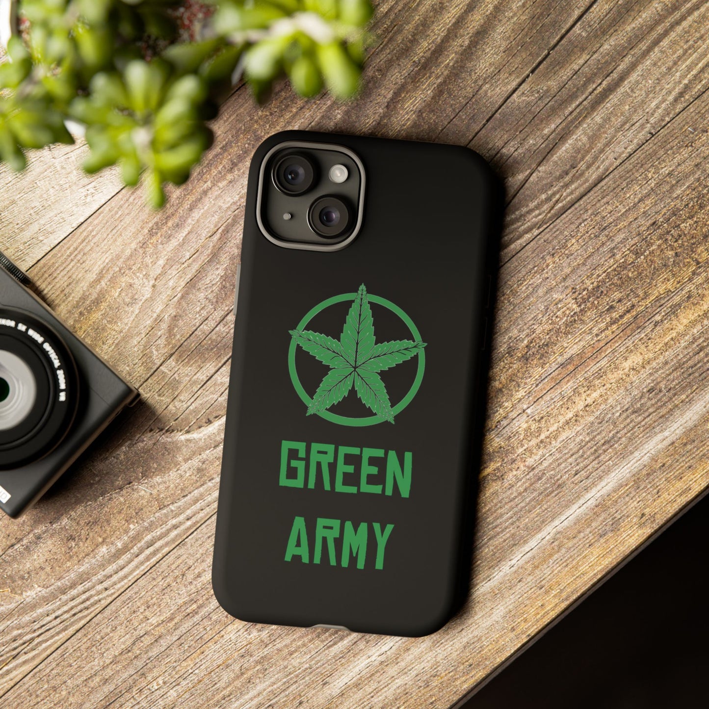 Black Full Green Army Star Leaf Tough Cases