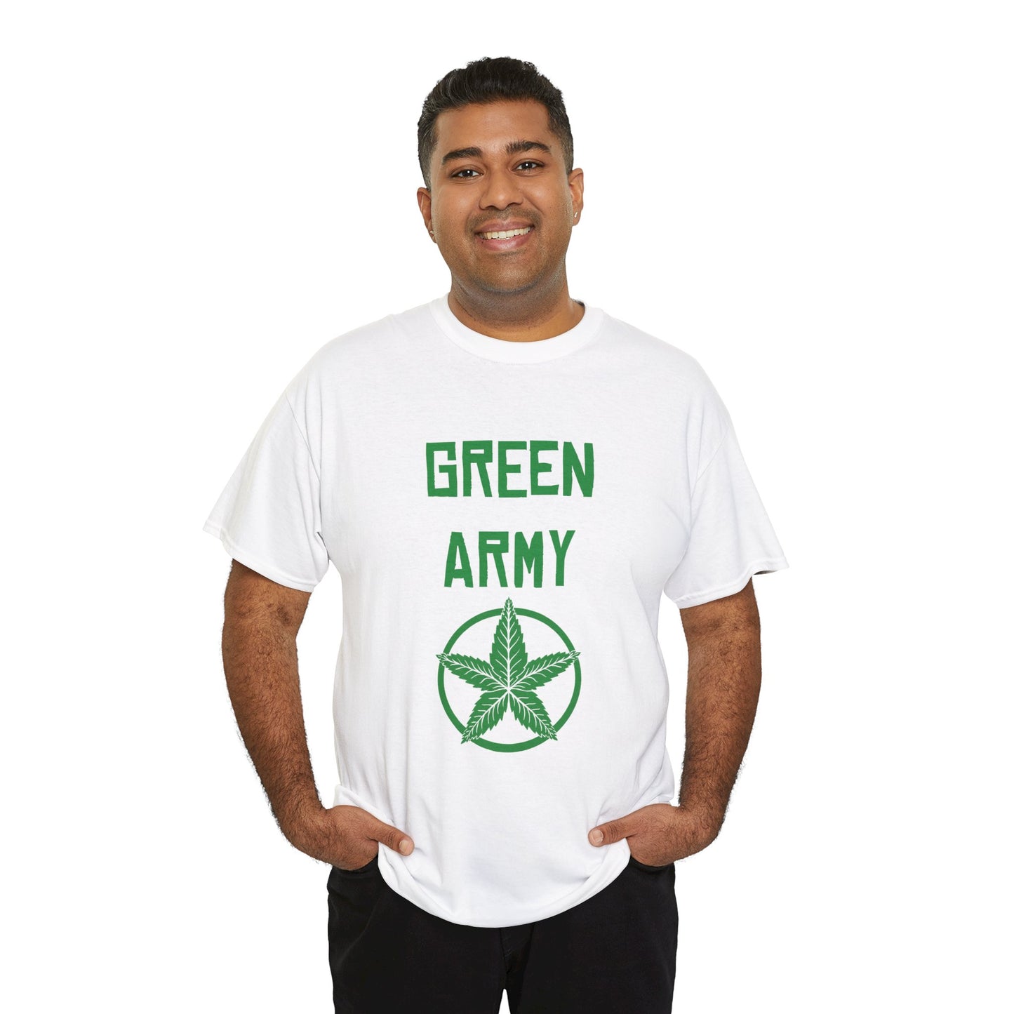 Green Army Star Leaf Unisex Heavy Cotton Tee