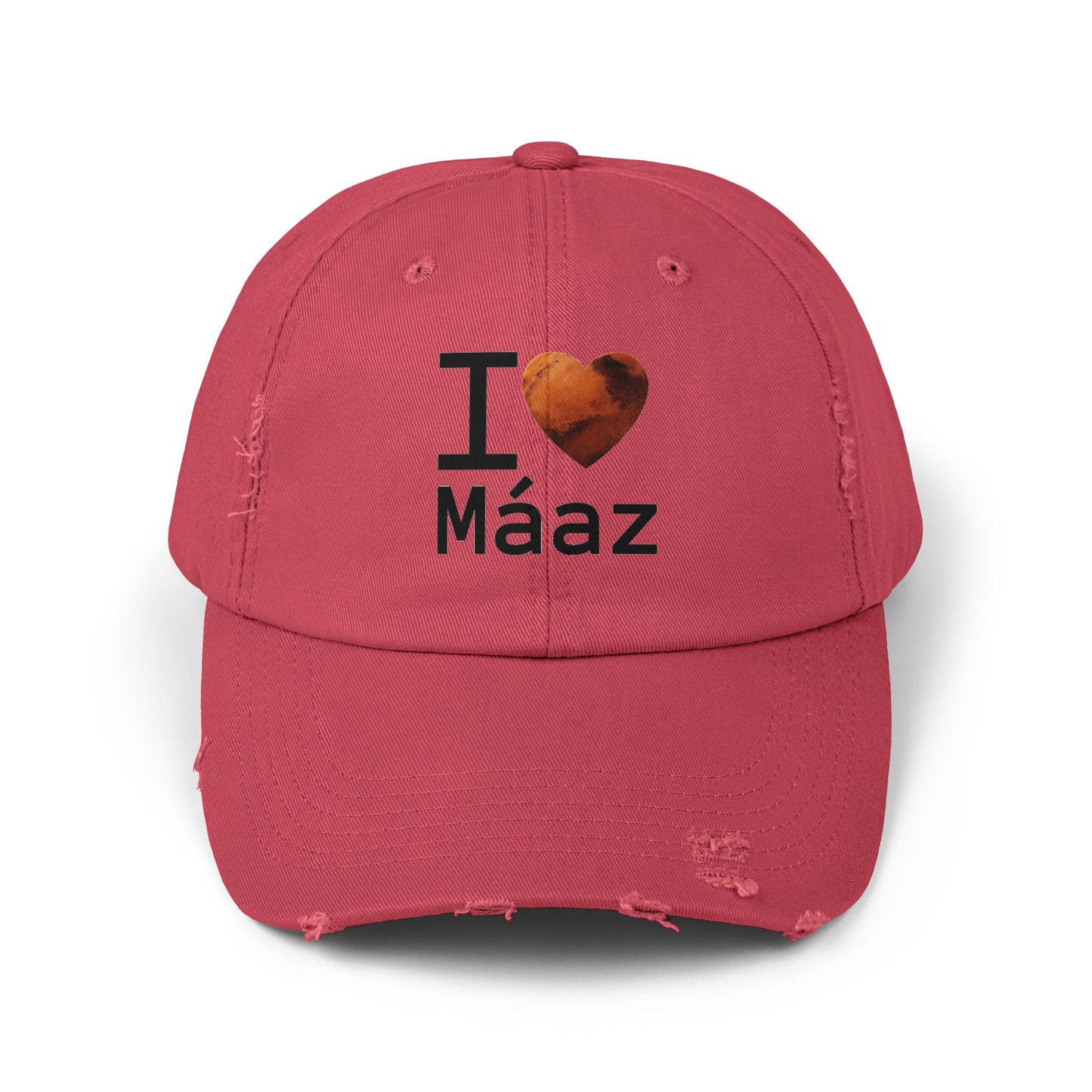 I Love Mars Unisex Distressed Cap