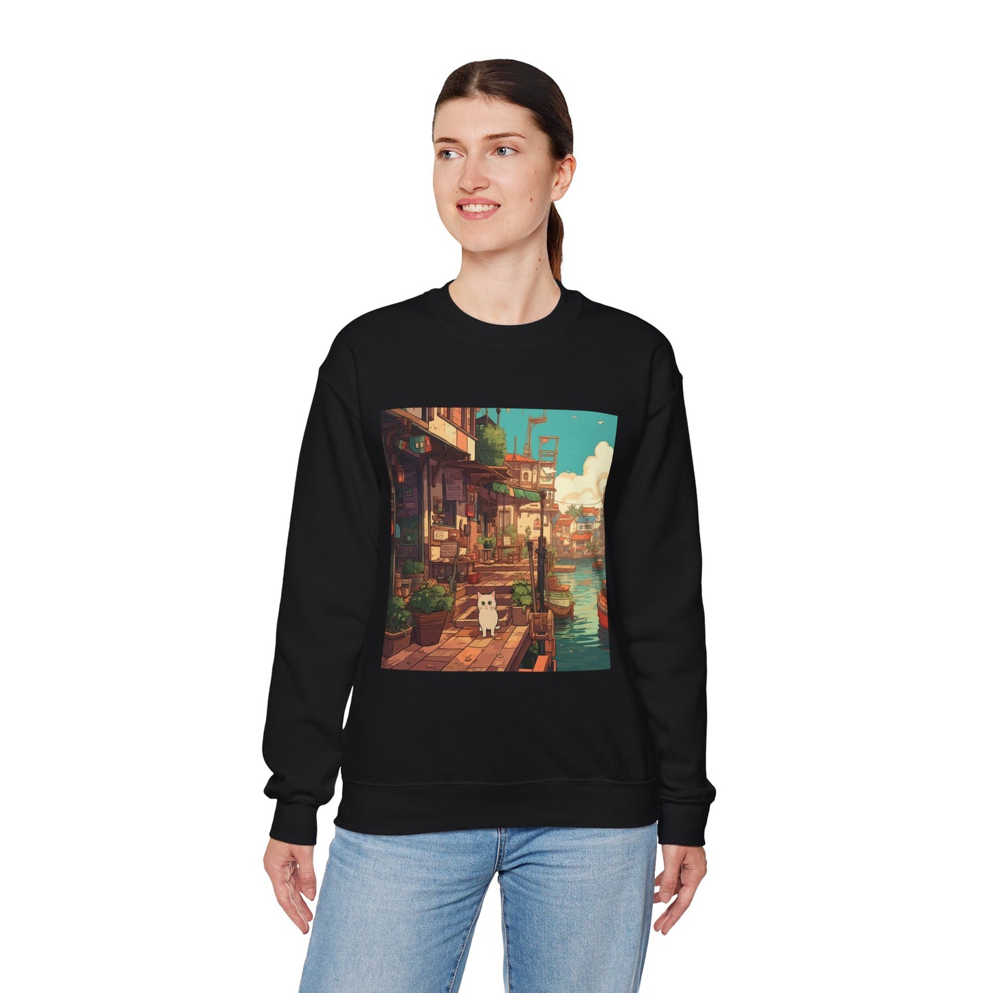 Studio Ghibli Style Cat Unisex Heavy Blend Crewneck Sweatshirt