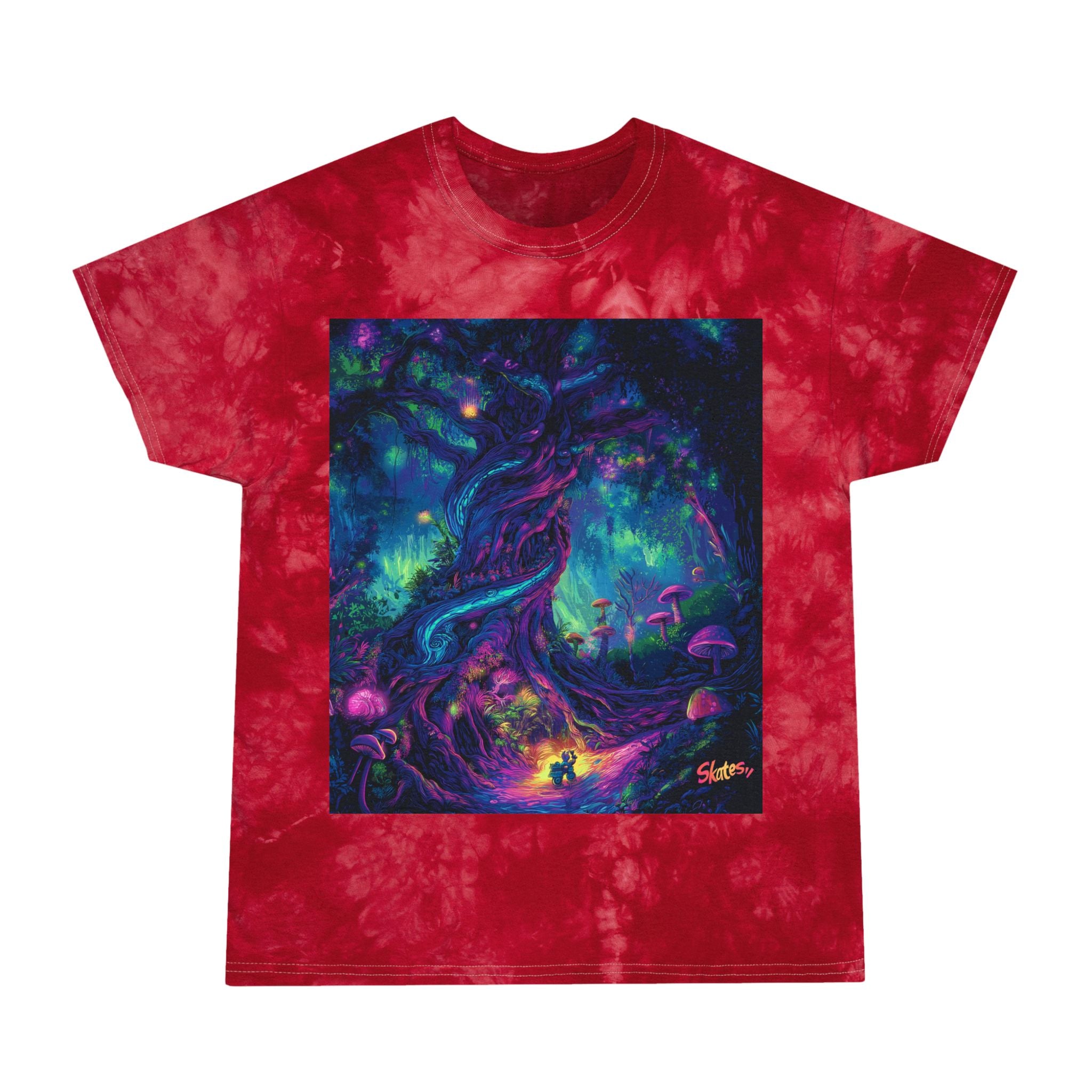Skates Psychedelic Tree Tie-Dye Tee, Crystal