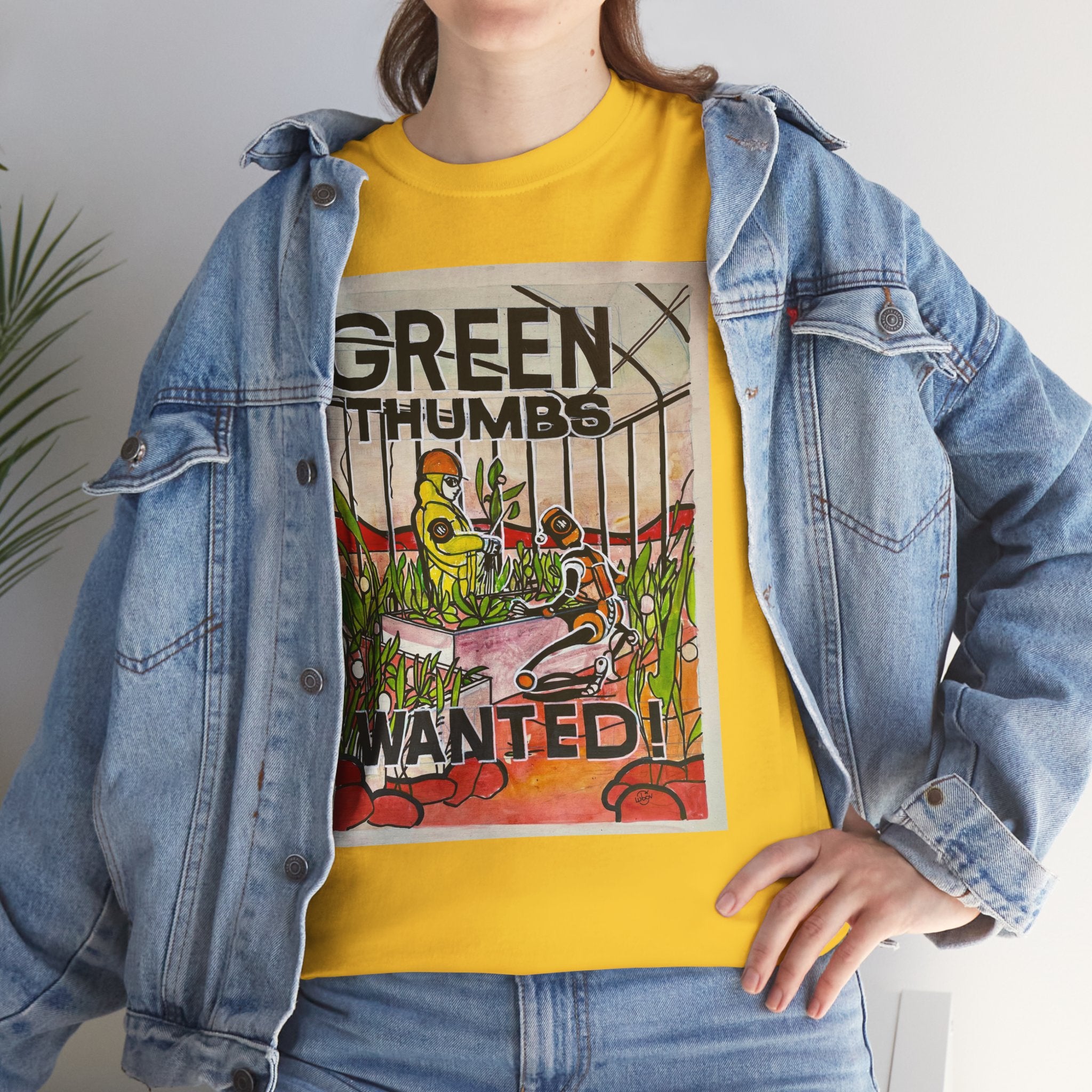 Martian Green Thumbs Unisex Heavy Cotton Tee