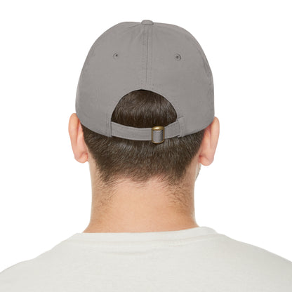 Green Army Dad Hat with Leather Patch (Round)